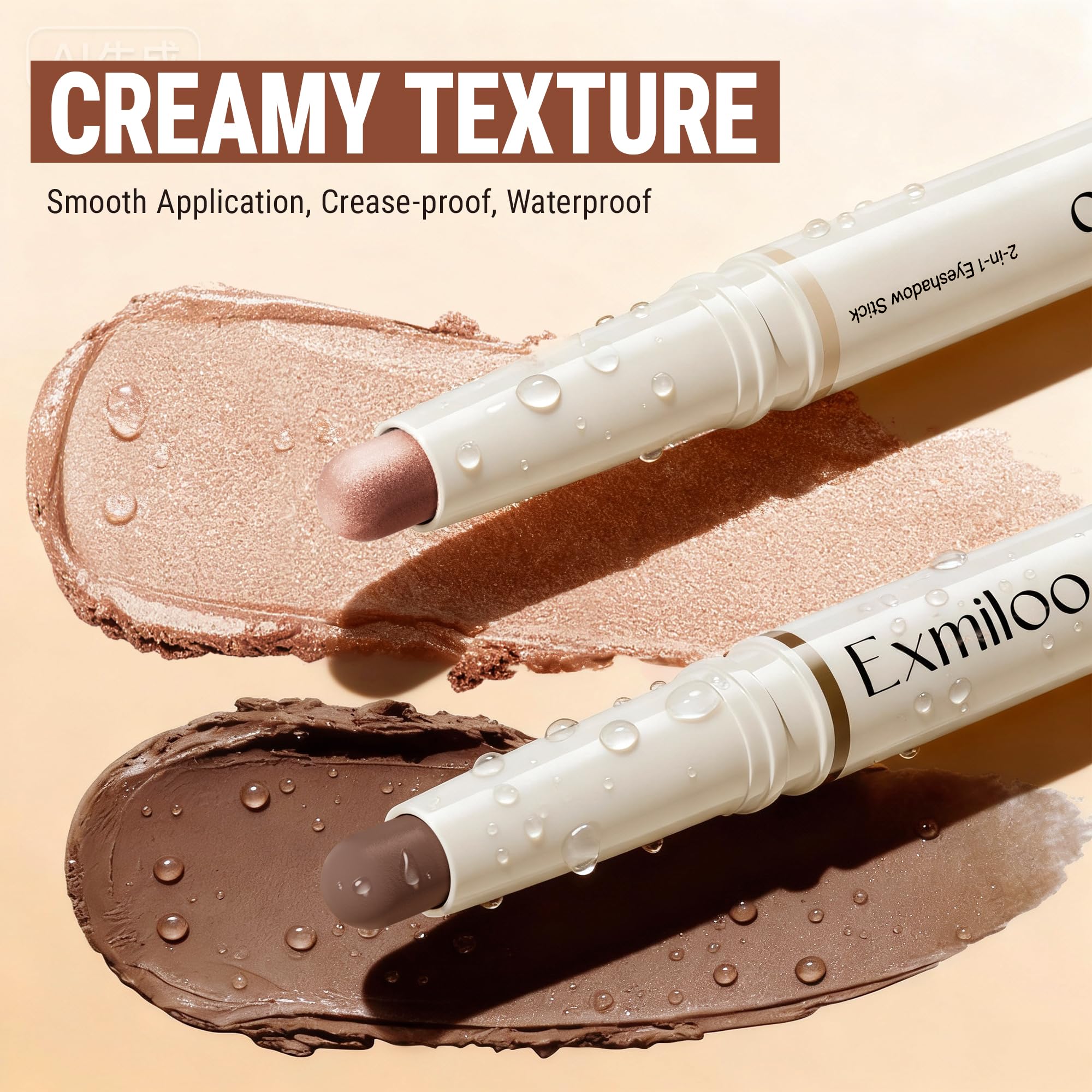 exmiloo Eyeshadow Stick - 2-in-1 Matte & Shimmer Dual-Ended (Taupe Twilight)