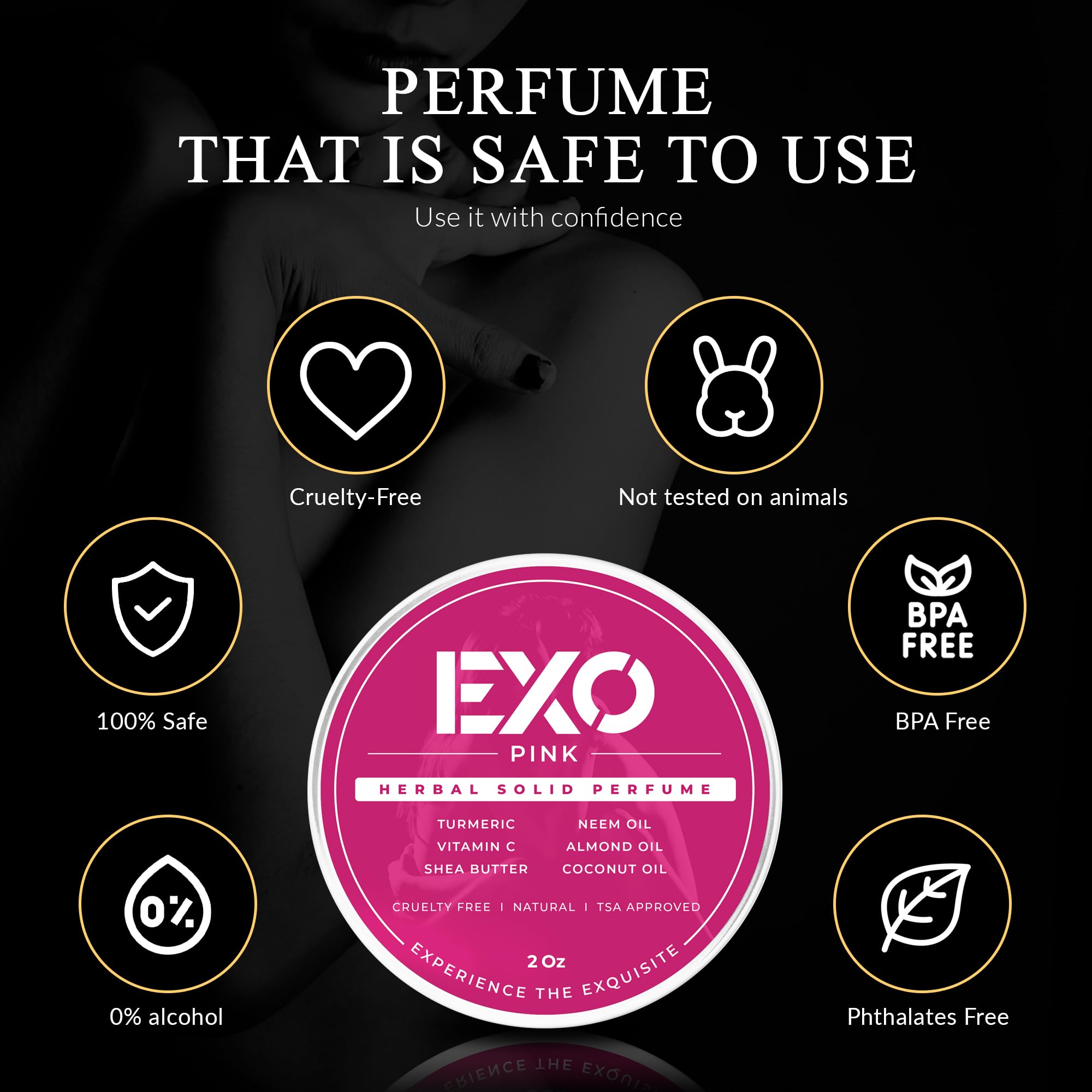 EXO Herbal Floral Solid Perfume Balm — No Alcohol, Cruelty-Free, TSA Approved, 2 oz