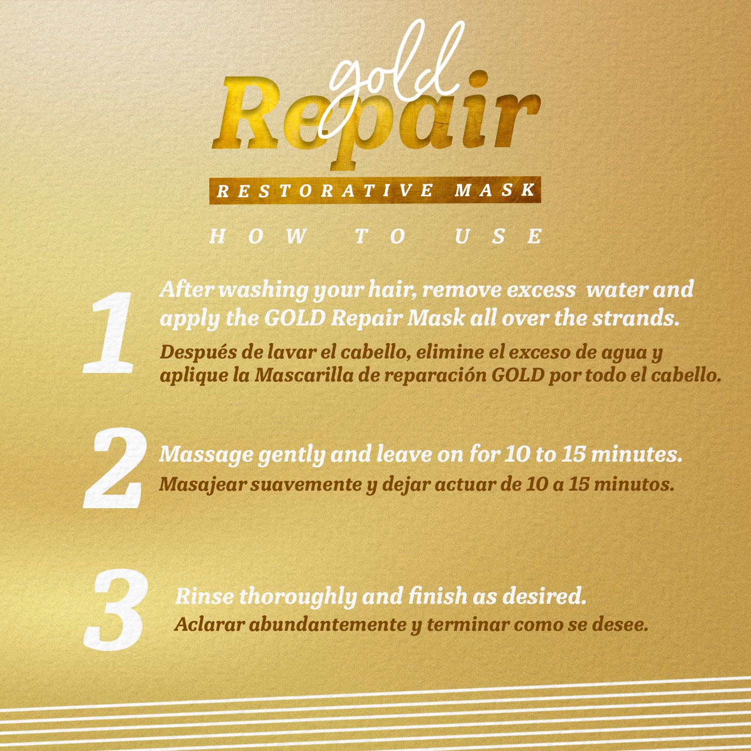 Expert Hair Gold Restorative Hyaluronic Acid Mask — Repair Damaged Hair & Frizz