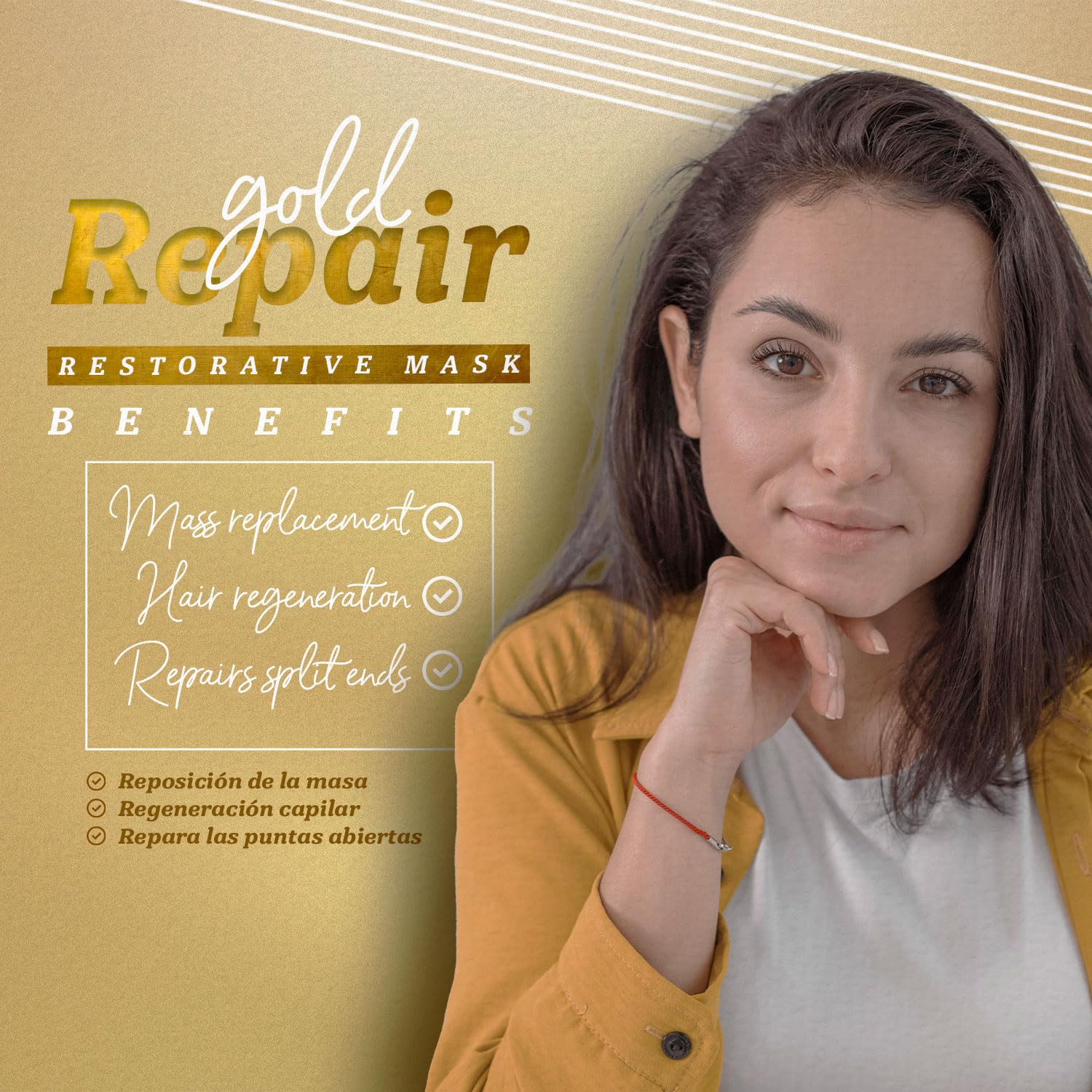 Expert Hair Gold Restorative Hyaluronic Acid Mask — Repair Damaged Hair & Frizz