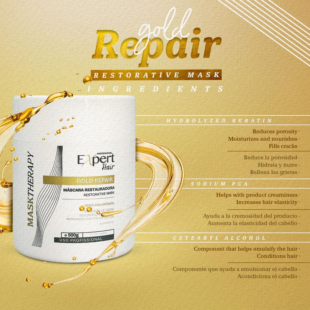 Expert Hair Gold Restorative Hyaluronic Acid Mask — Repair Damaged Hair & Frizz