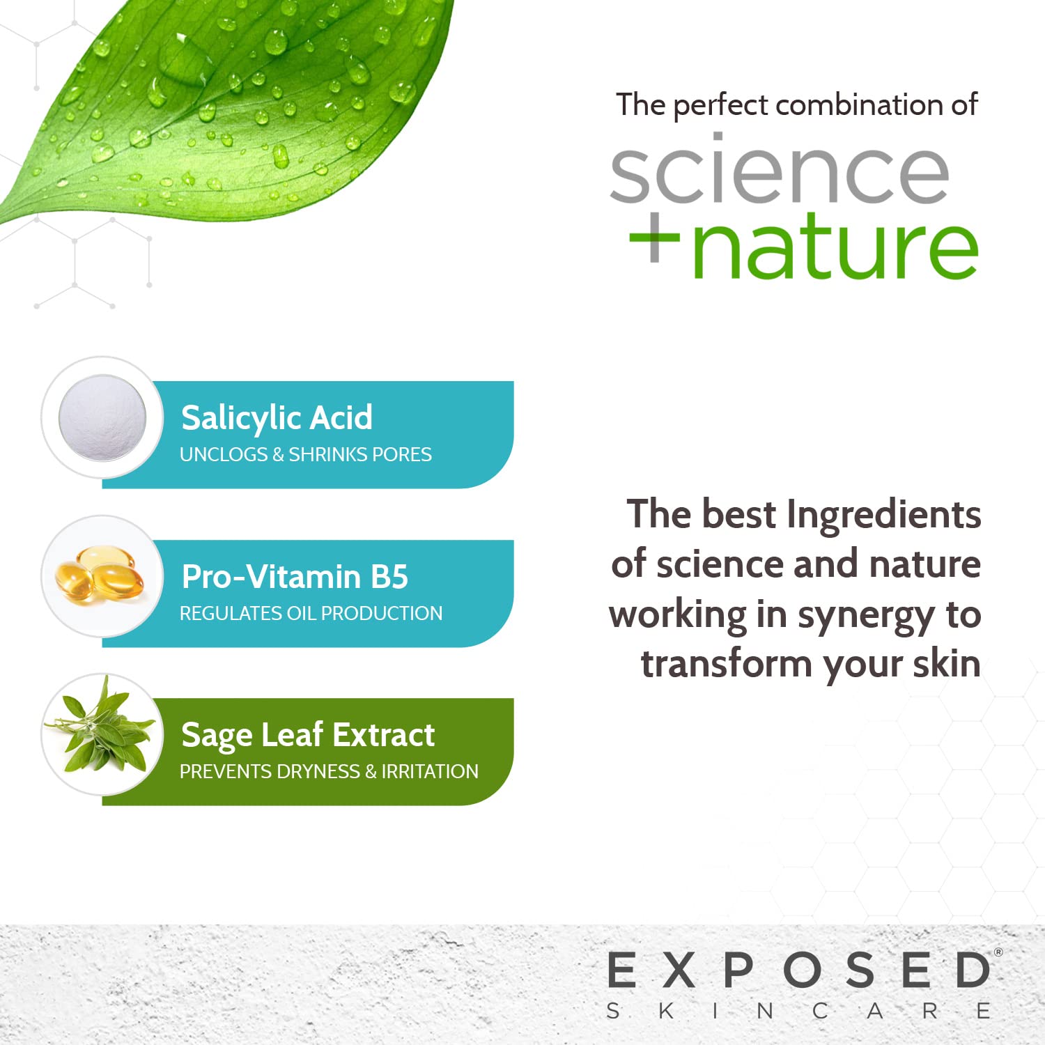 Exposed Skin Care Acne Facial Cleanser with 0.5% Salicylic Acid — Gentle Daily Wash for Sensitive & Acne-Prone Skin