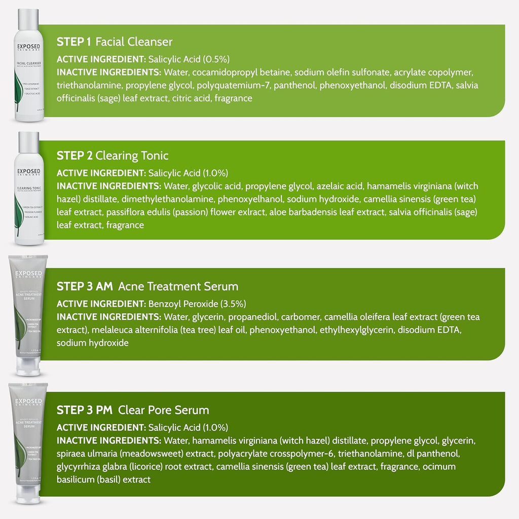 Exposed Skin Care Basic Acne Treatment Kit — 2.5% Salicylic Acid + 3.5% Benzoyl Peroxide