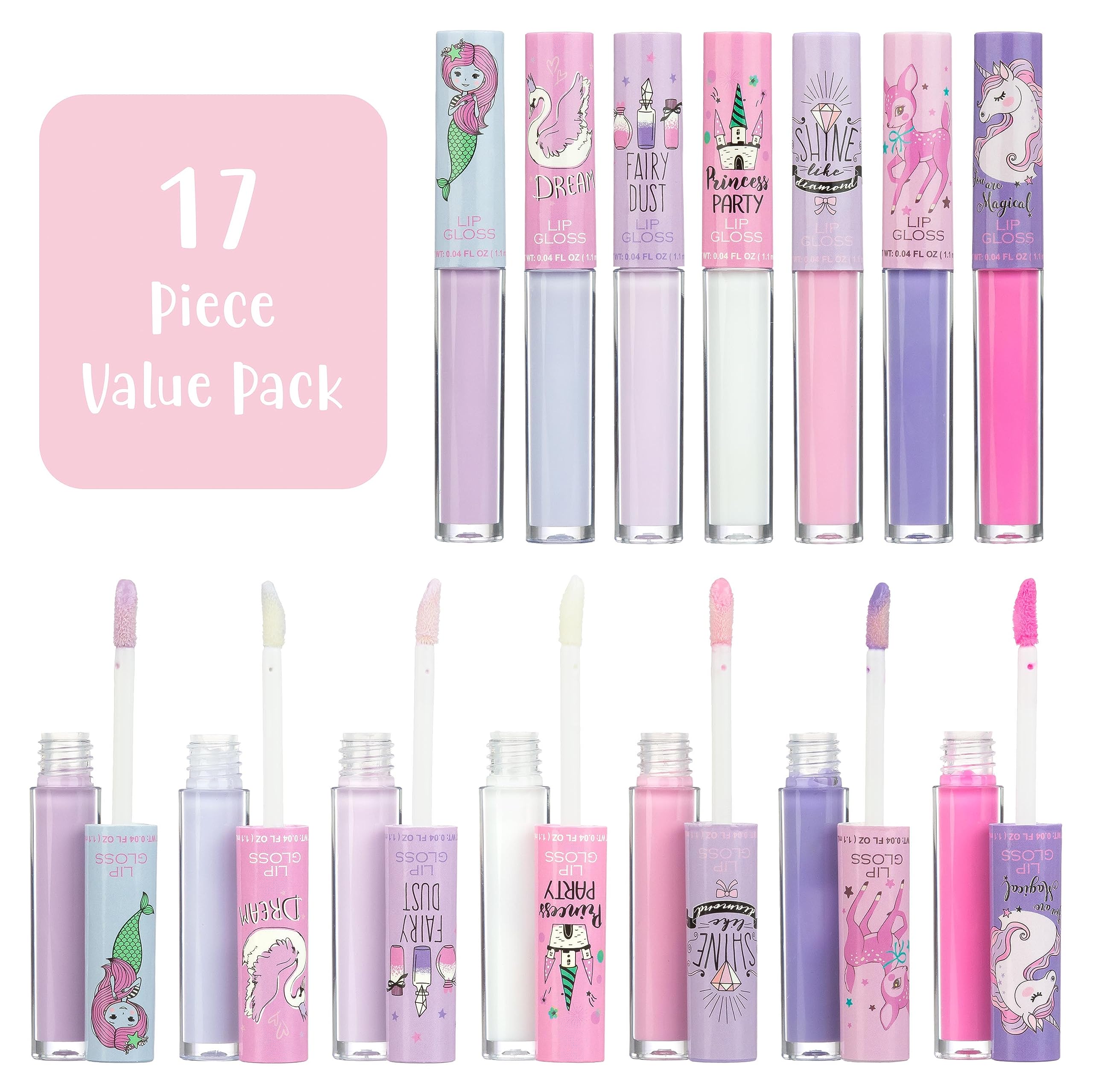 EXPRESSIONS 14pc Lip Gloss for Girls – Non-Toxic Unicorn Princess Gift Set