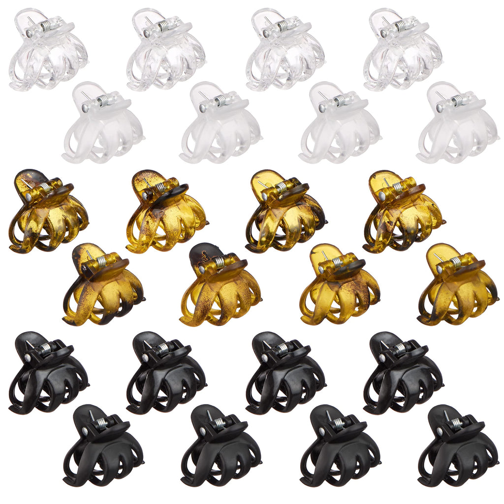 Expressions 24pc Mini Octopus Hair Clips Pack - Clear, Tortoise & Black