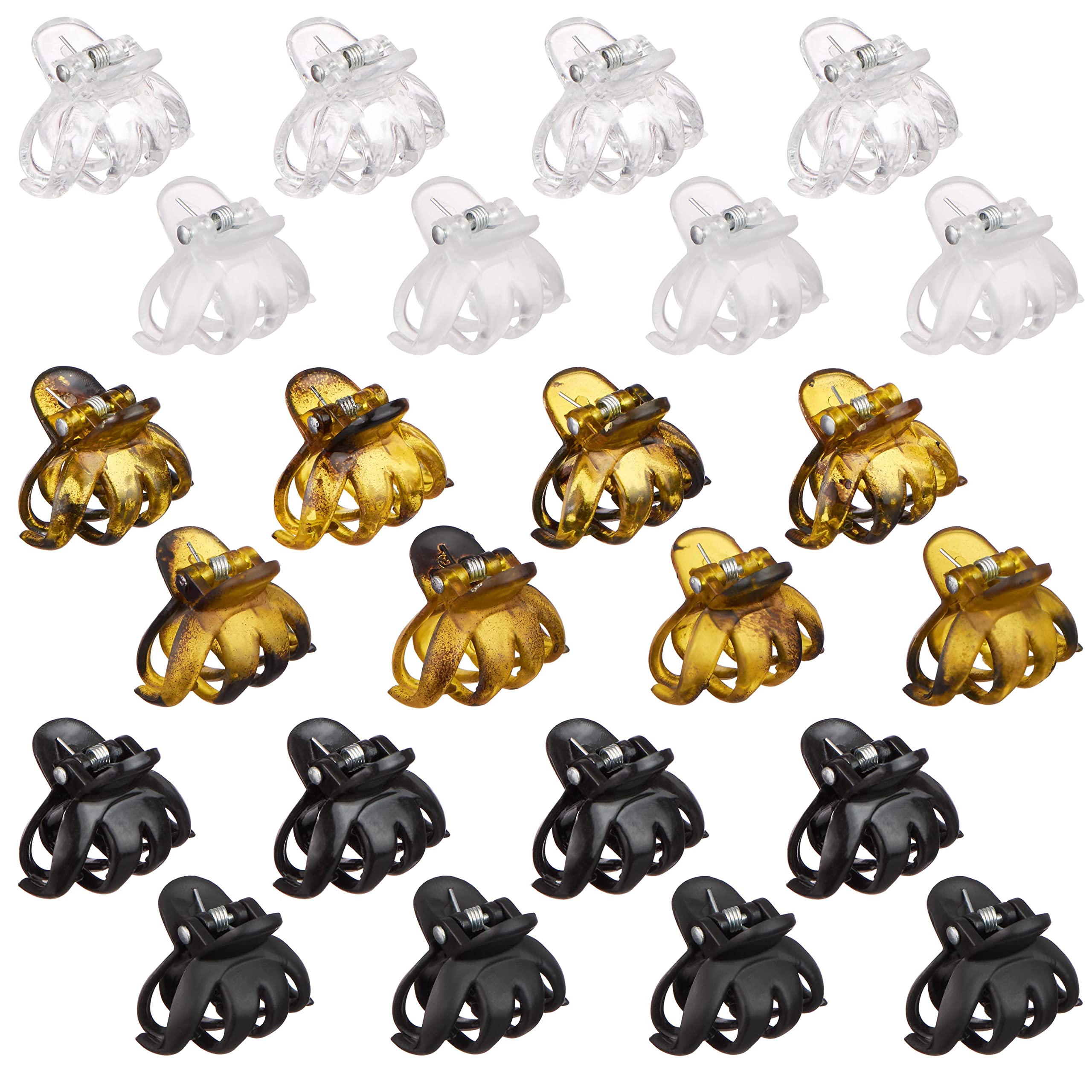 Expressions 24pc Mini Octopus Hair Clips Pack - Clear, Tortoise & Black