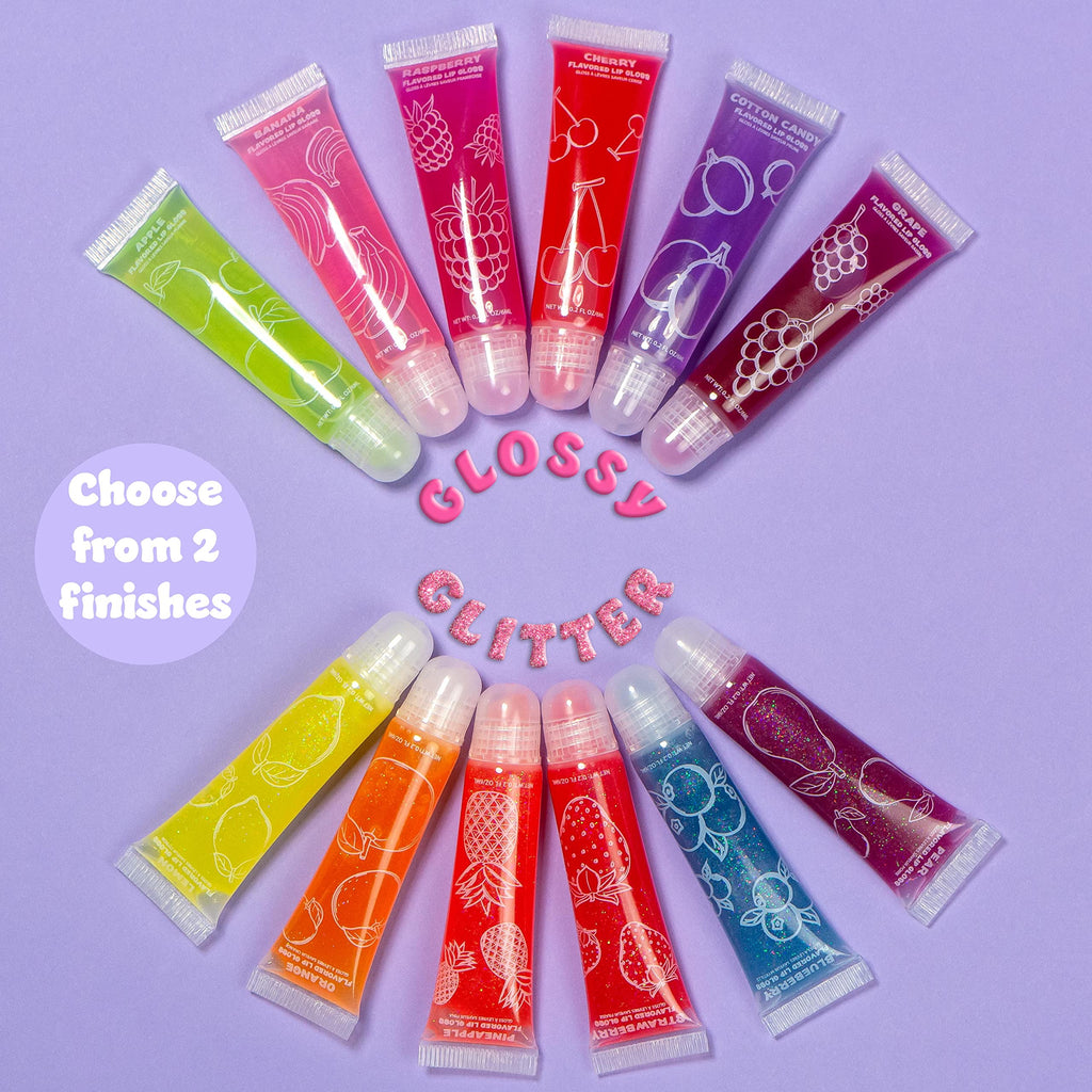 EXPRESSIONS 12-Pack Flavored Lip Gloss Set – Non-Toxic, Kid-Safe Squeeze Tubes