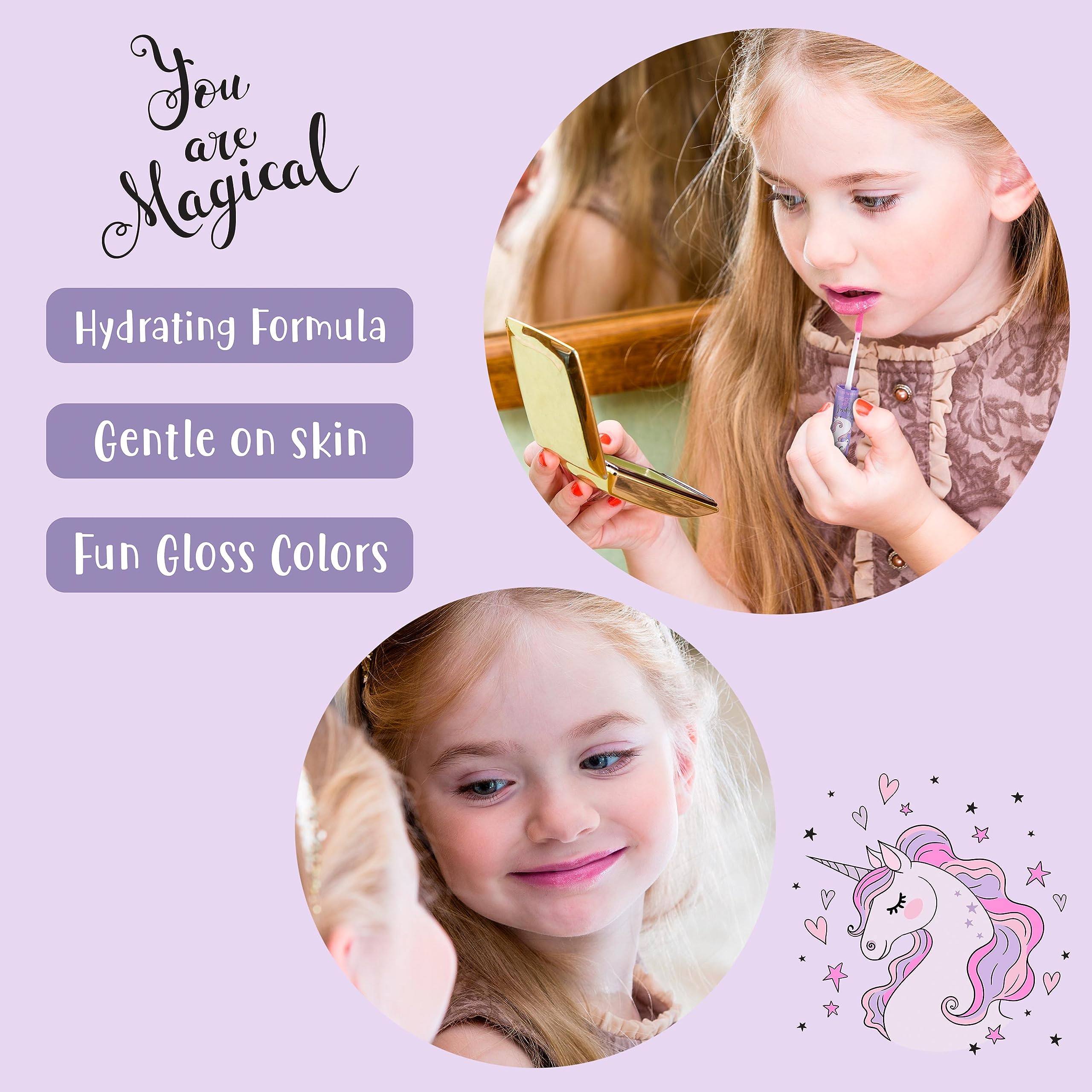 EXPRESSIONS 14pc Lip Gloss for Girls – Non-Toxic Unicorn Princess Gift Set
