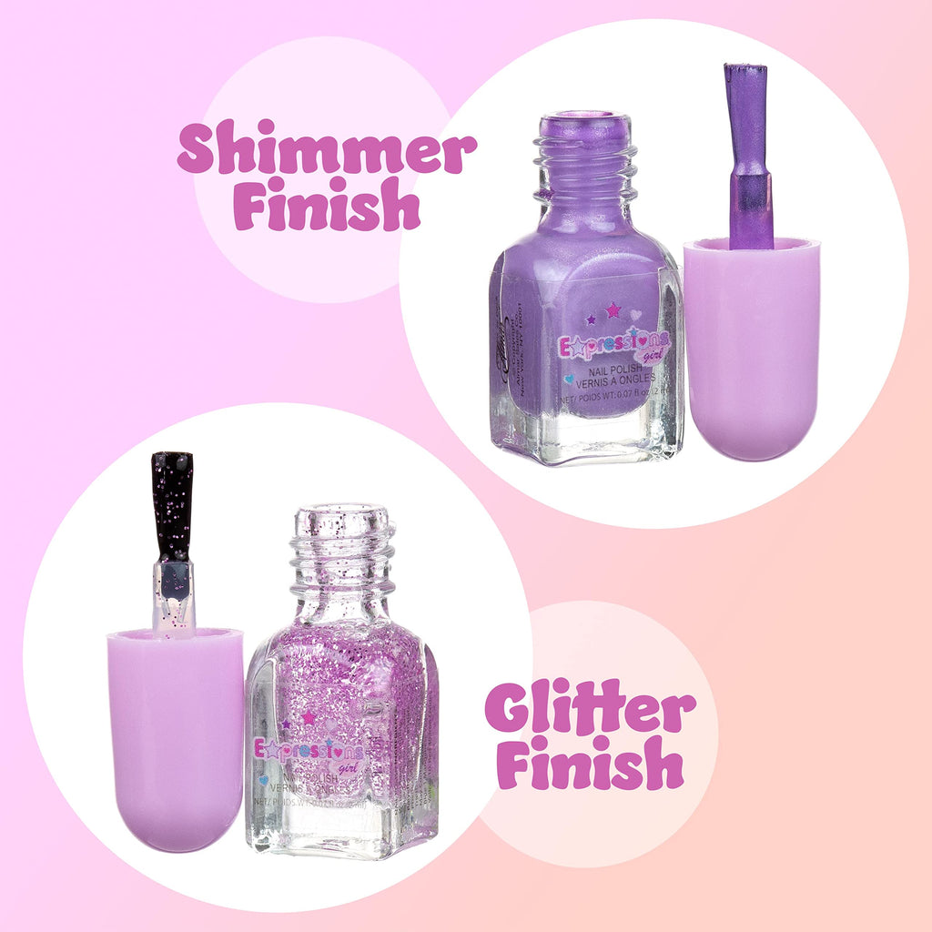 Expressions 24pc Scented Nail Polish Value Pack – Non-Toxic Water-Based Glitter & Shiny Shades