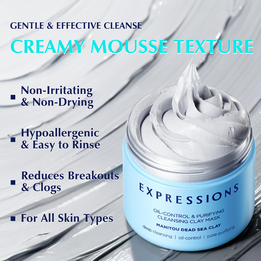 EXPRESSIONS WELLNESS Clay Mask for Face — Deep Cleansing Pores with Dead Sea Mud & Salicylic Acid