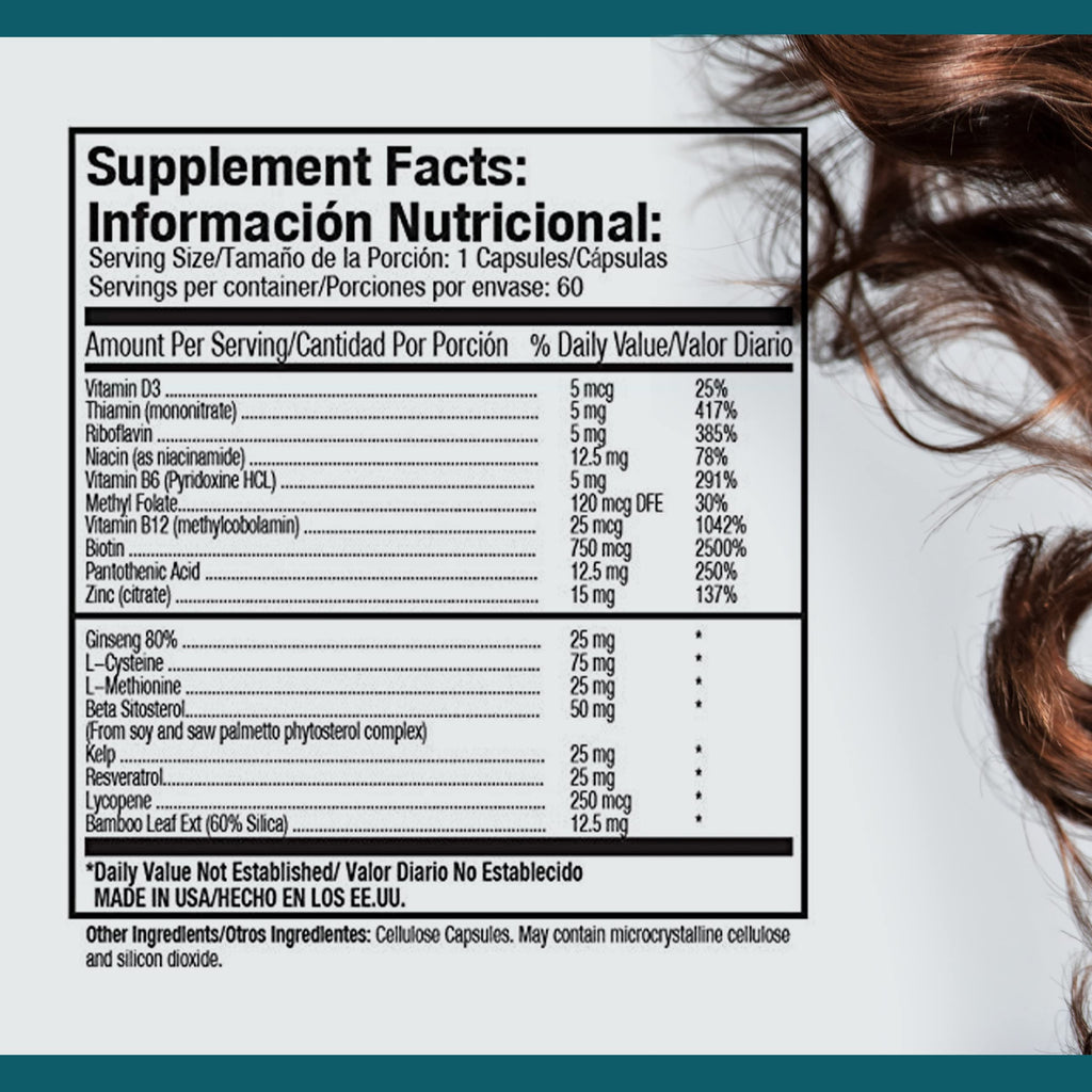 EXT Hair Loss Supplements with Biotin – Revitalizing Hair, Skin & Nails Vitamins, 60 Capsules