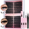 EYDEVRO Fluffy Lash Clusters Kit 80D/100D – Mega Volume Extensions with Bond, Seal & Tweezers