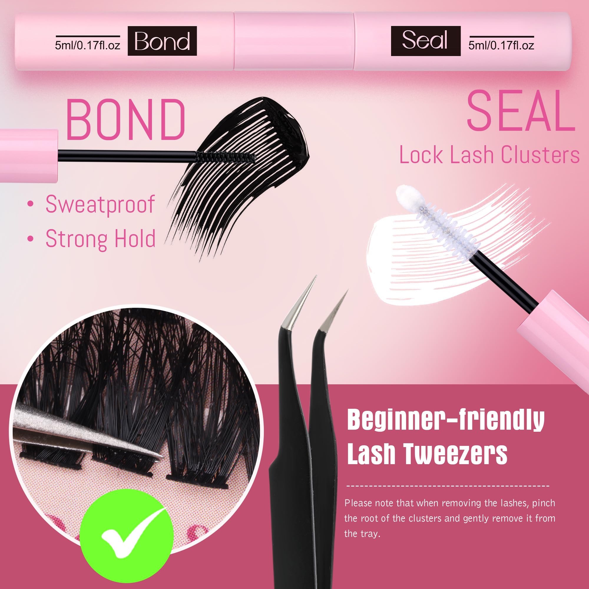 EYDEVRO Fluffy Lash Clusters Kit 80D/100D – Mega Volume Extensions with Bond, Seal & Tweezers