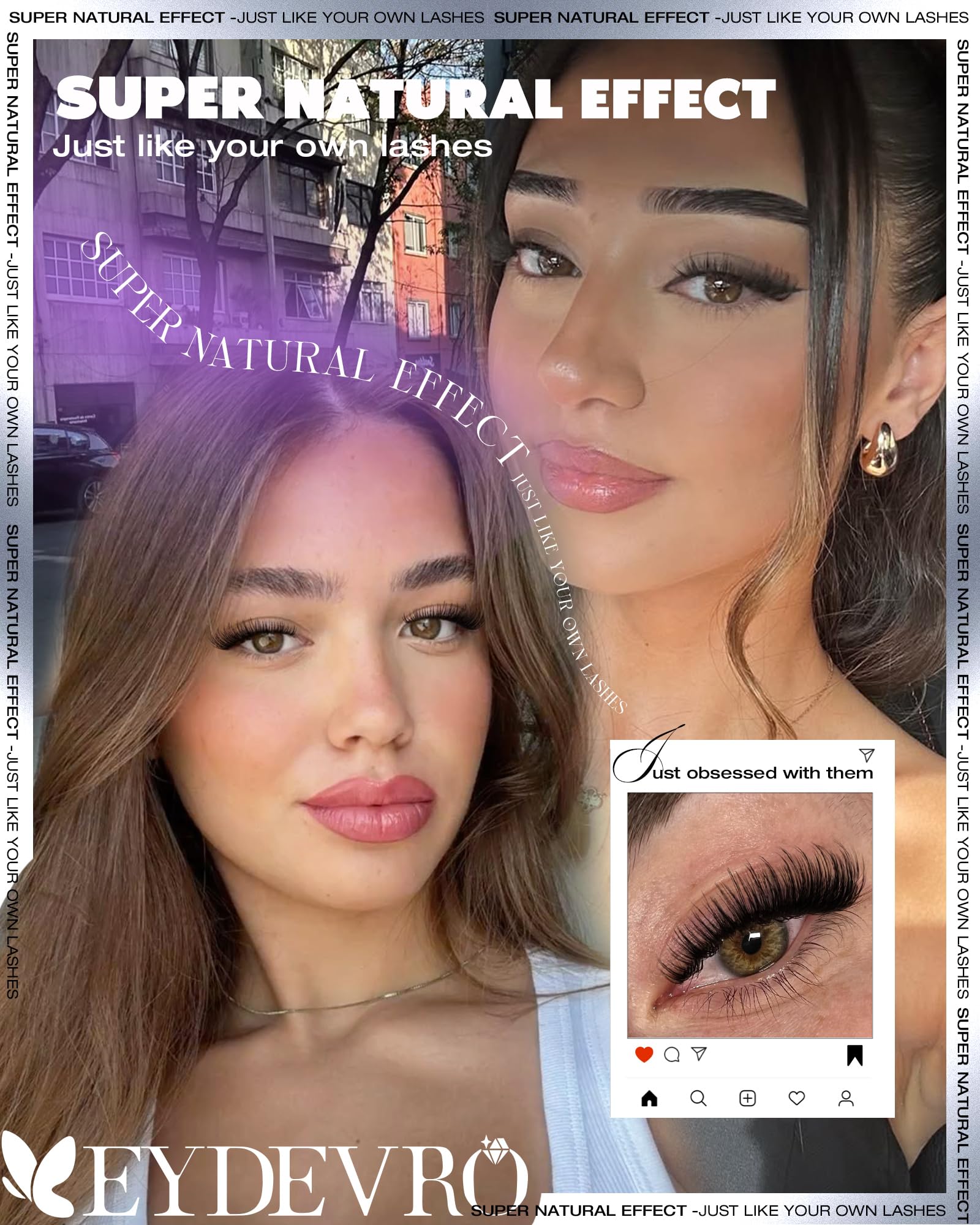 EYDEVRO Wispy Lash Clusters Kit – Natural DIY Lash Extensions, 10-16mm D Curl, Bond & Seal, Tweezers