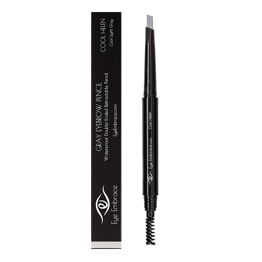 Eye Embrace Cool Helen: Light Gray Eyebrow Pencil – Waterproof, Double-Ended Automatic Angled Tip & Spoolie, Cruelty-Free
