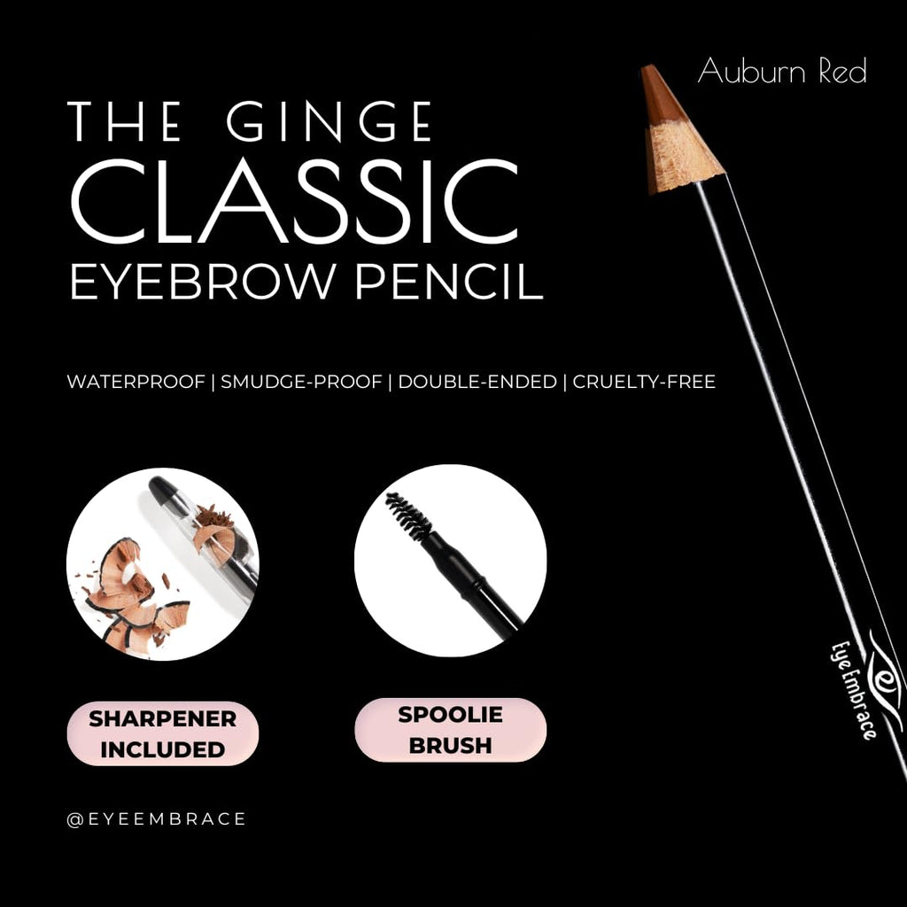 Eye Embrace The Ginge Classic Auburn Red Wooden Brow Pencil – Waterproof, Double-Ended, Cruelty-Free