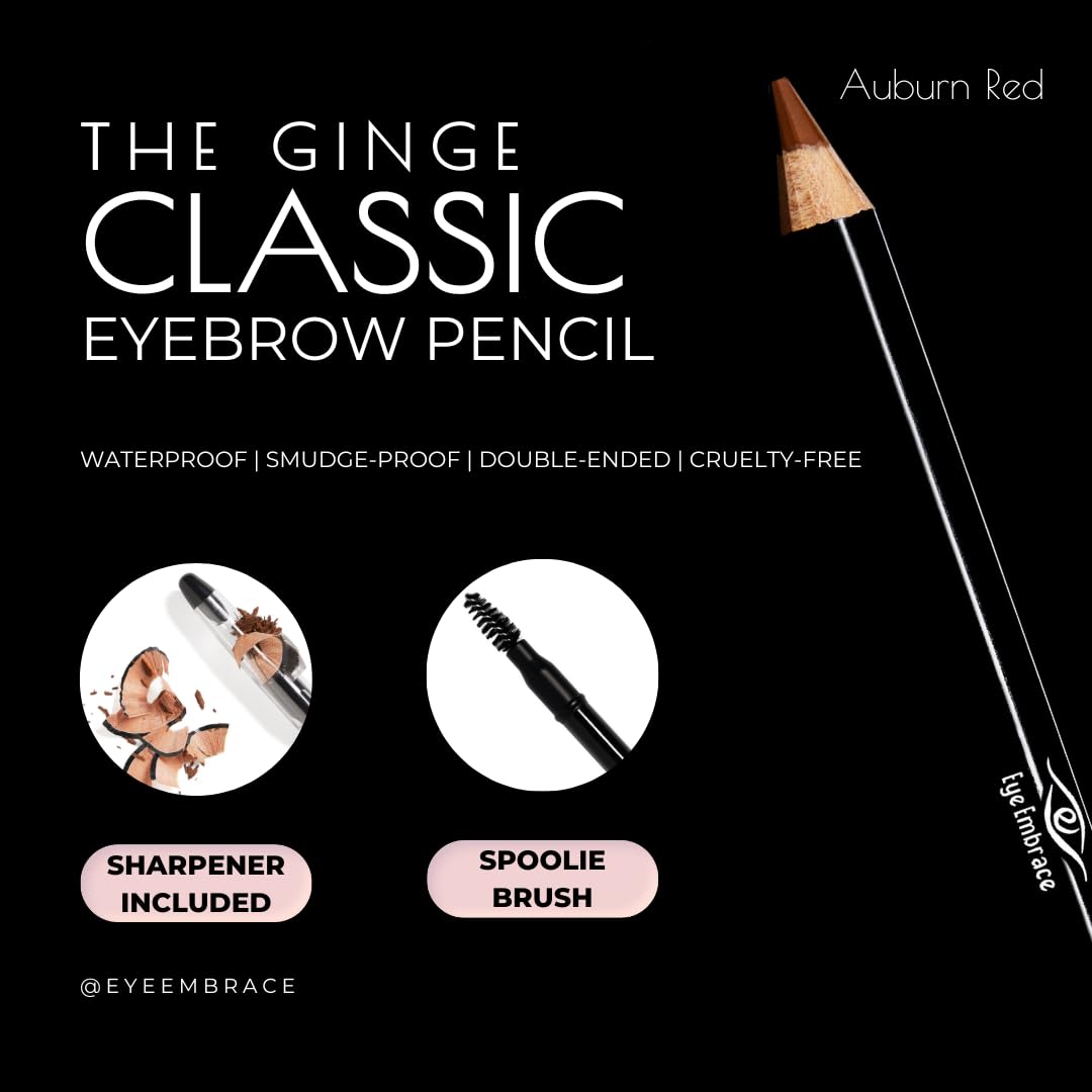 Eye Embrace The Ginge Classic Auburn Red Wooden Brow Pencil – Waterproof, Double-Ended, Cruelty-Free