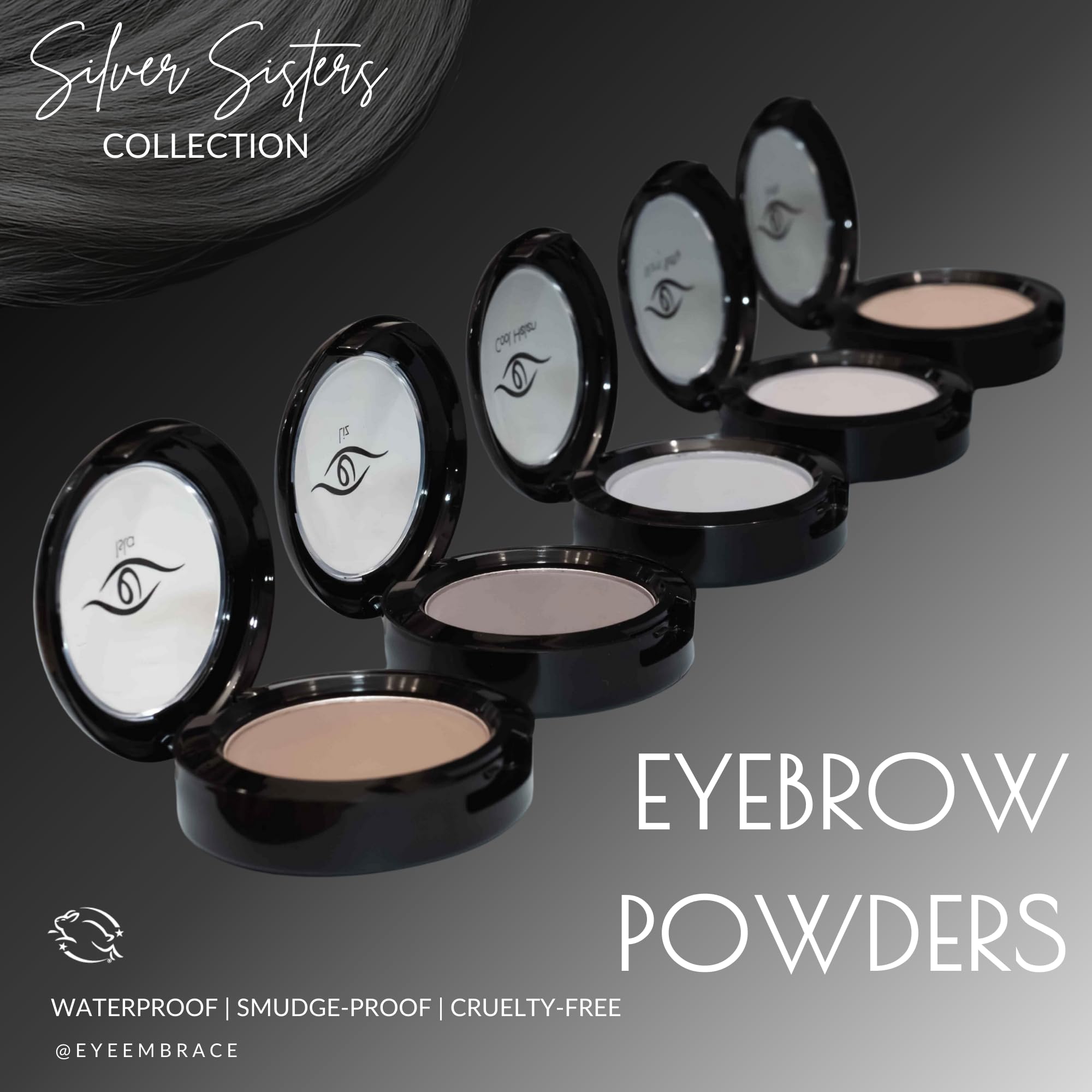 Eye Embrace Gray Eyebrow Powder – Waterproof Root Cover-Up for Gray Hair (Liz Medium Gray)