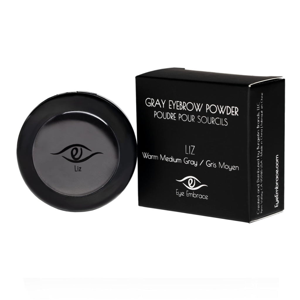 Eye Embrace Gray Eyebrow Powder – Waterproof Root Cover-Up for Gray Hair (Liz Medium Gray)