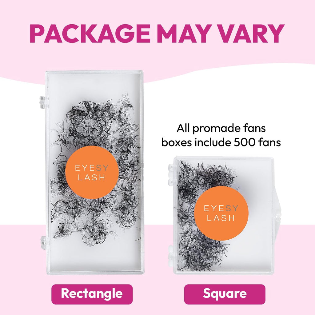 Eyesy Lash 500 Promade Fans – Pointy Base Volume Premade Fans (6D 0.07, 15mm)
