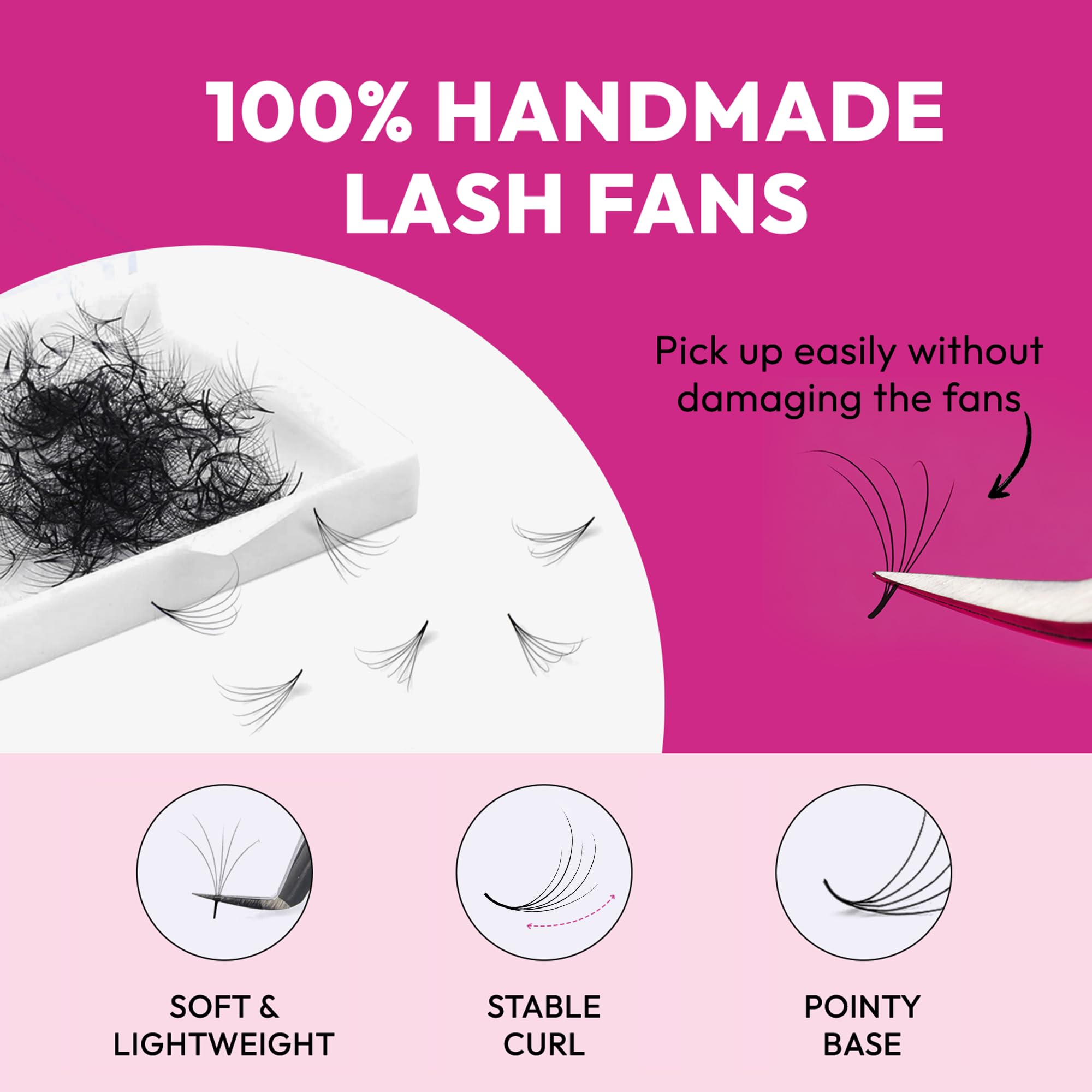 Eyesy Lash Camellia Promade Fans – 5D 0.07, 8-12mm, D Curl