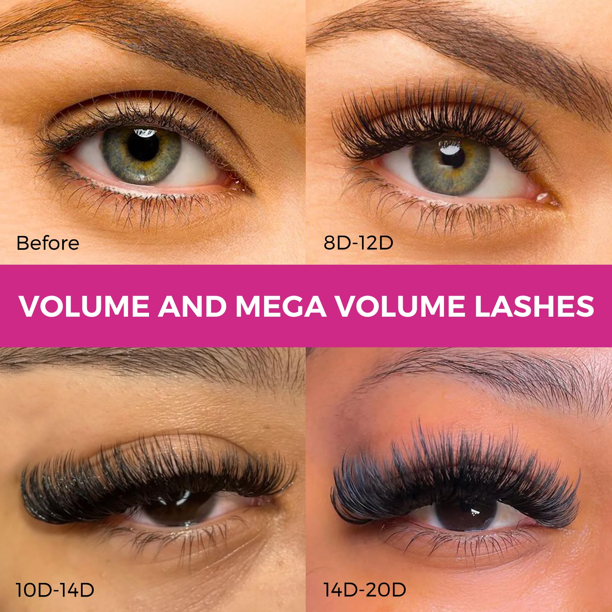 Eyesy Lash 500 Promade Fans – Pointy-Base Premade Lash Fans for Natural Volume (10D 0.07 C 10mm)