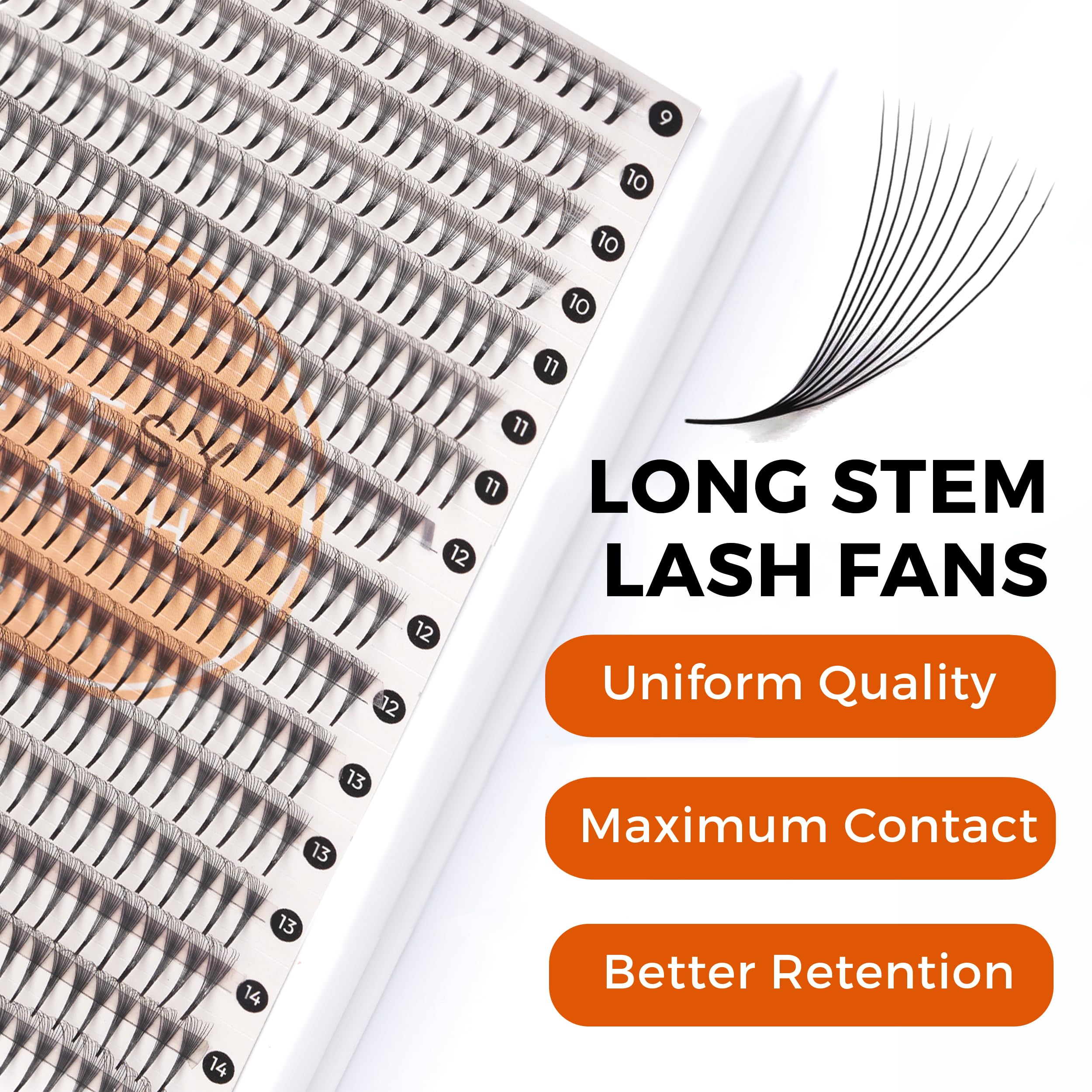 Eyesy Lash 448 Narrow Promade Fans – Mega Volume Lashes, 10D 0.07mm CC Curl, 9-15mm Mix