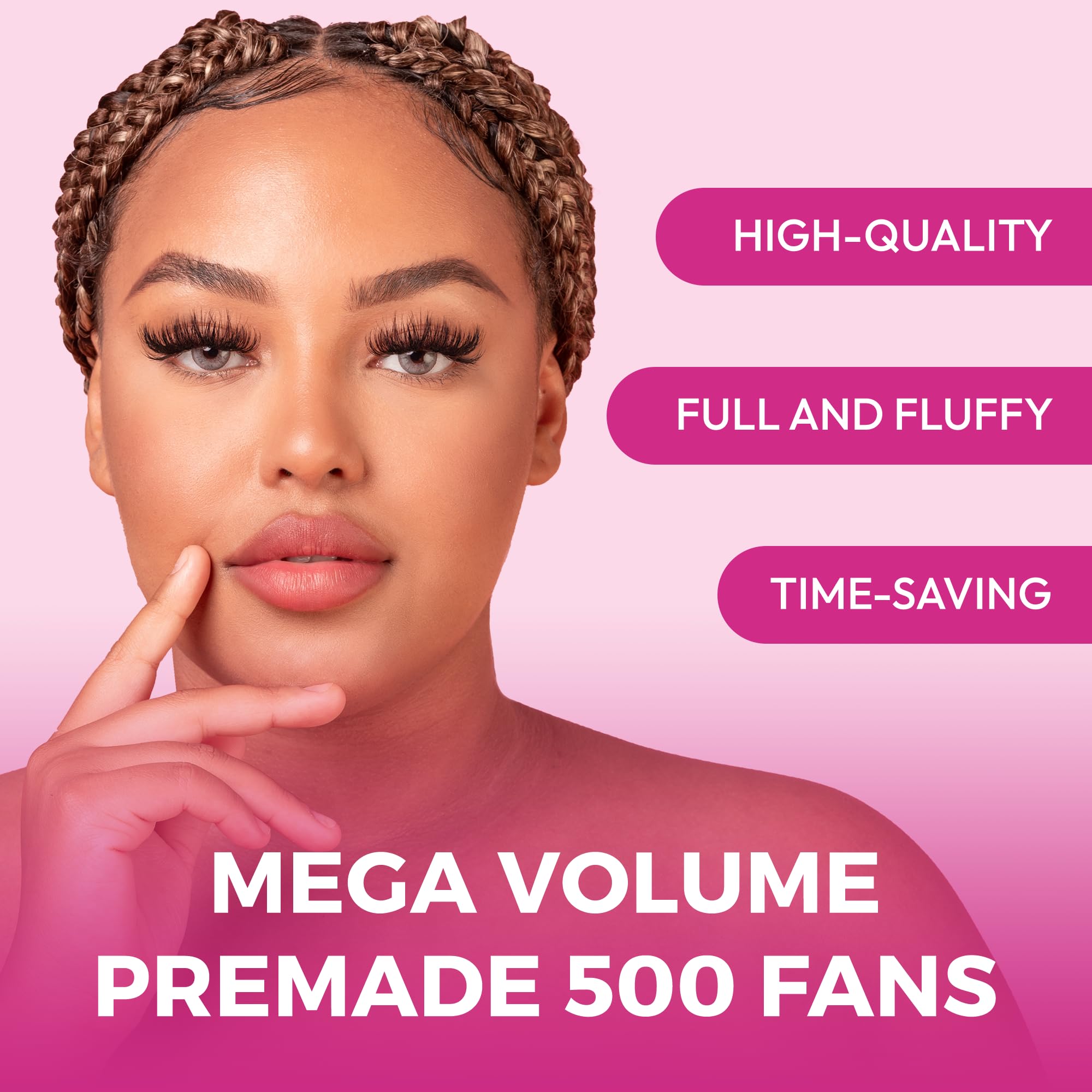 Eyesy Lash 500 Promade Fans – Volume Premade Lash Fans (10D 0.07 CC, 11mm, Pointy Base)