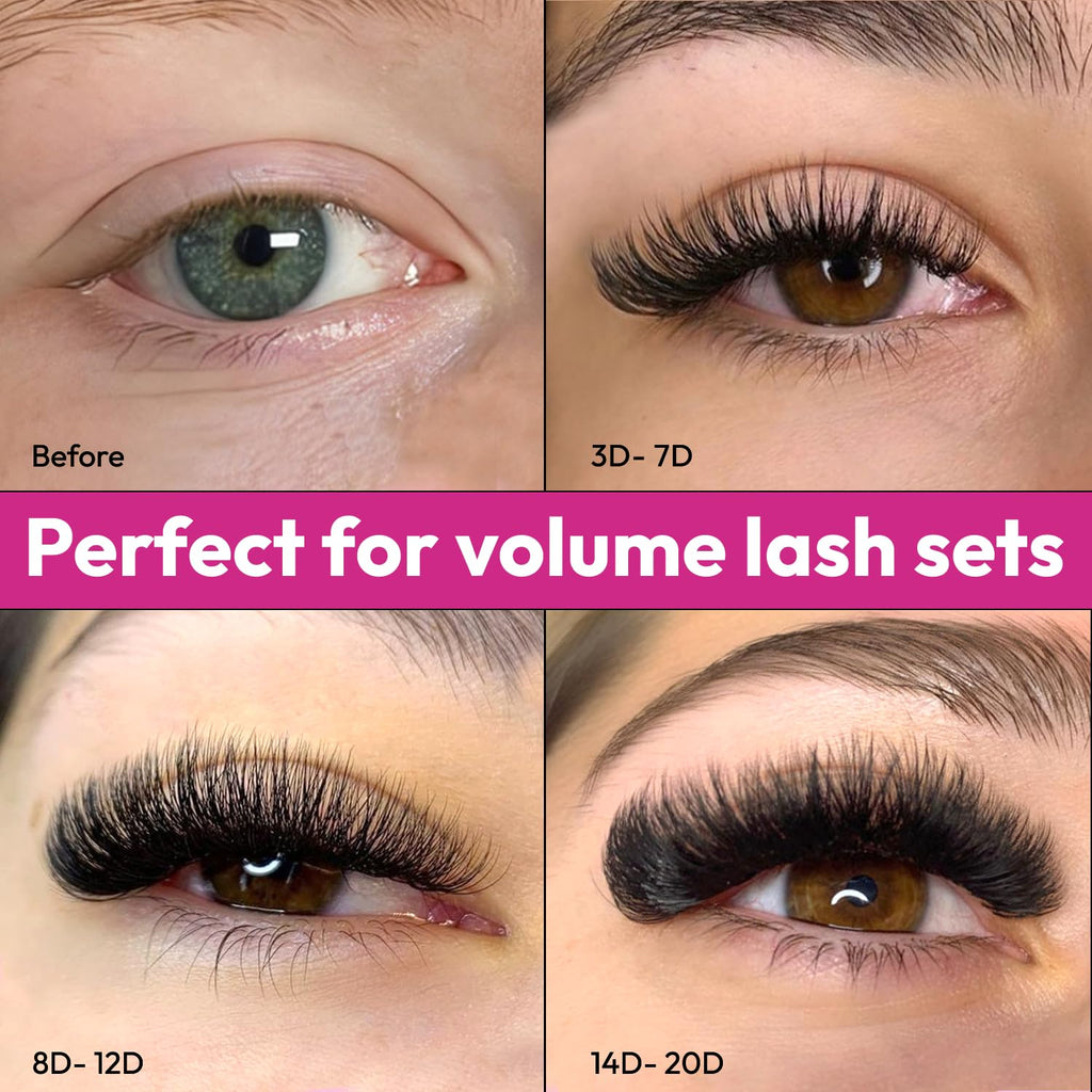 Eyesy Lash 500 Promade Fans – Pointy-Base Premade Lash Fans for Volume Extensions (6D, 0.07 CC, 8mm)