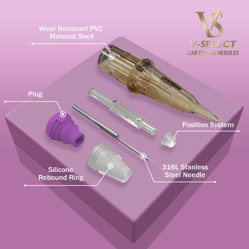 EZ Tattoo Cartridge Needles 20Pcs #08 (3RL) V-Select – Precision Micropigmentation Cartridges by EZTAT2