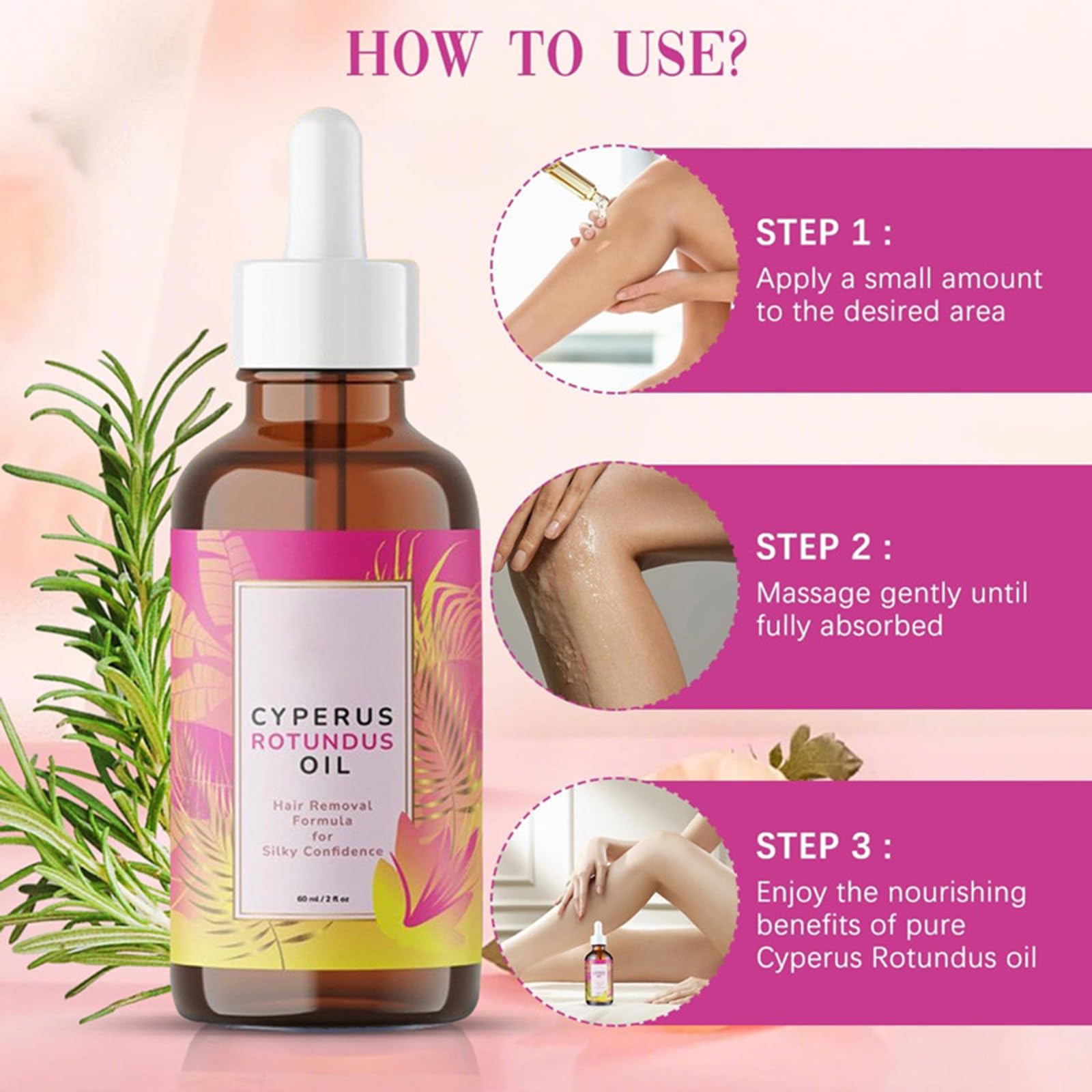 EZBNG Cyperus Rotundus Oil 60ml – Natural Hair Inhibitor & Moisturizer