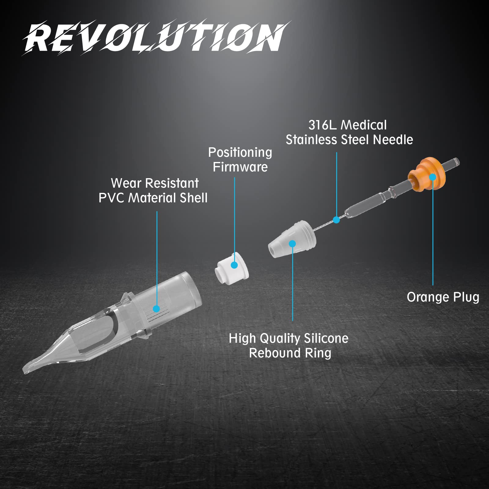 EZTAT2 EZ Tattoo Cartridges - 20Pcs #12 (14RS) Standard Round Shader for Rotary Machines