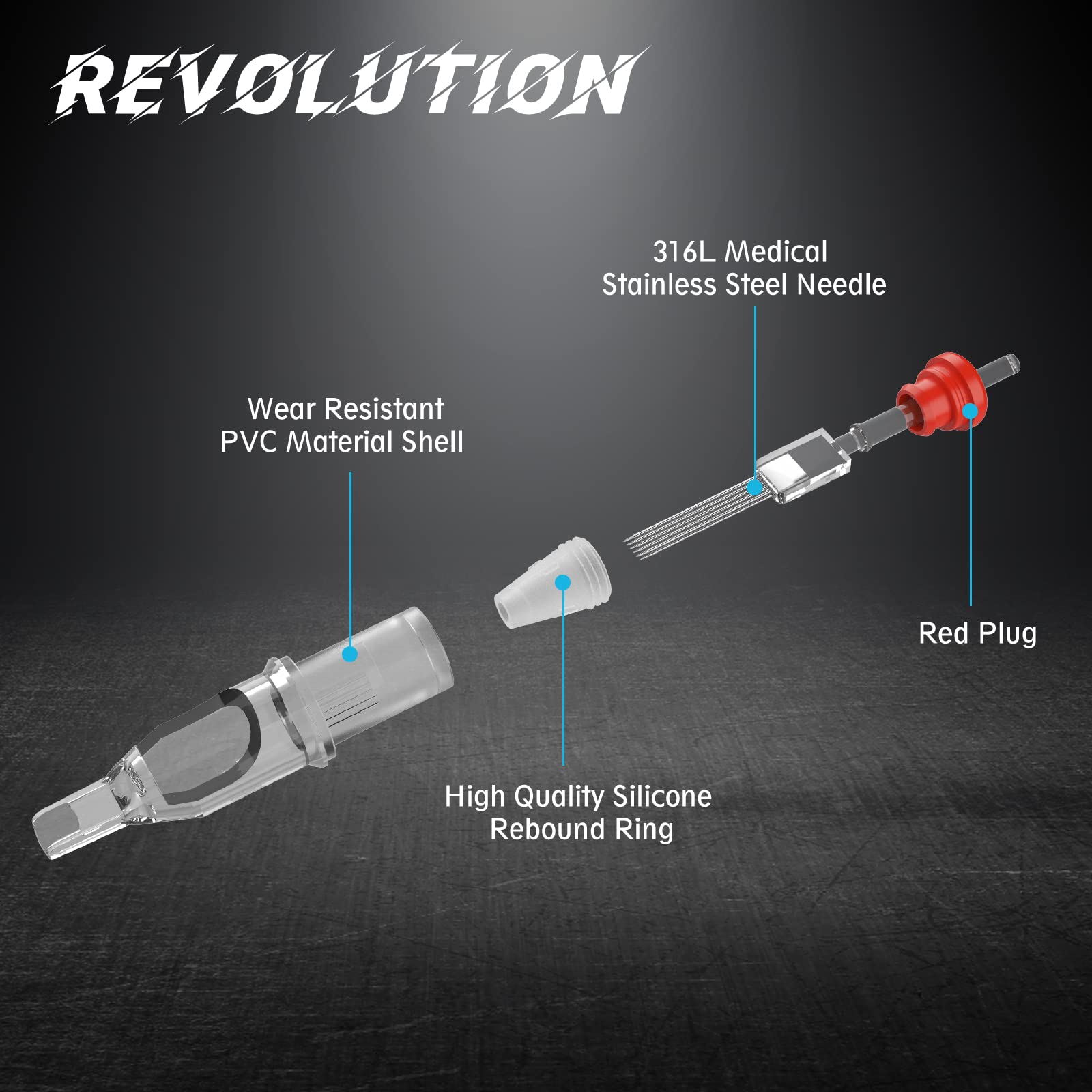EZTAT2 Revolution 20Pcs #12 Tattoo Cartridge Needles – Round & Curved Magnum