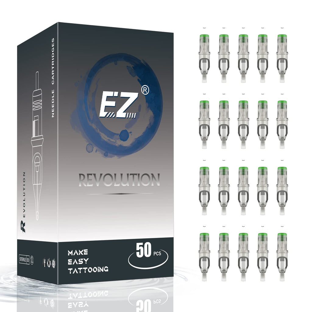 EZTAT2 Tattoo Cartridge Needles Assorted – 50Pcs #12 Mixed (7M1 9M1 11M1 13M1 15M1) for Rotary Pen