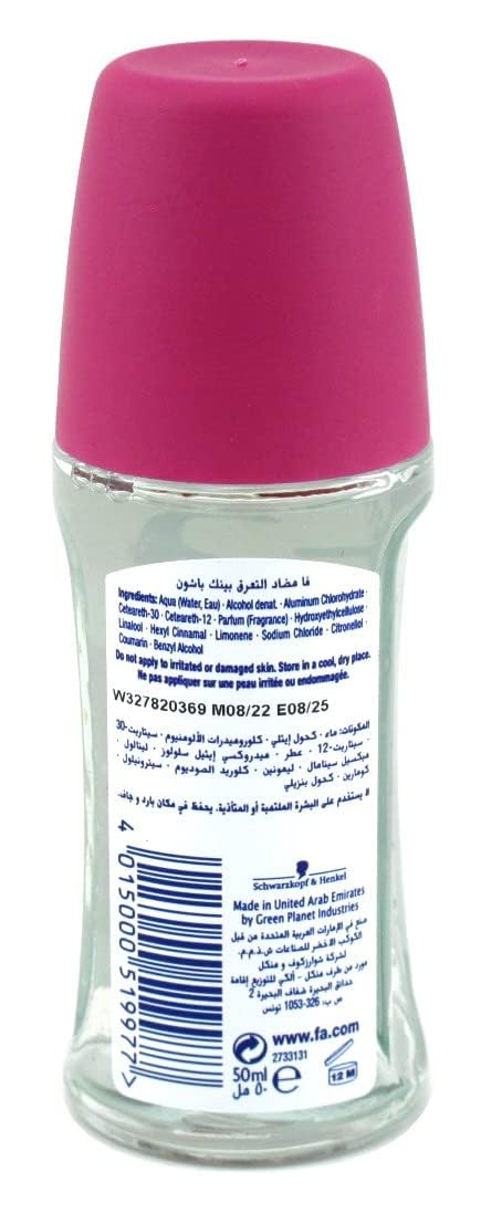 Fa Deodorant Roll-On Pink Passion 1.7 oz (50 ml) – 3 Pack | 48h Odor Protection