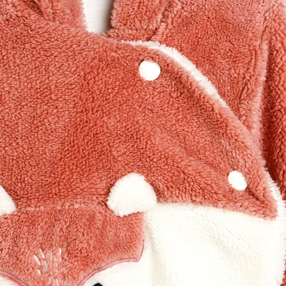 Midimod Fox Detail Soft Fleece Baby Pramsuit with Feet (3 Months to 12 Months)
