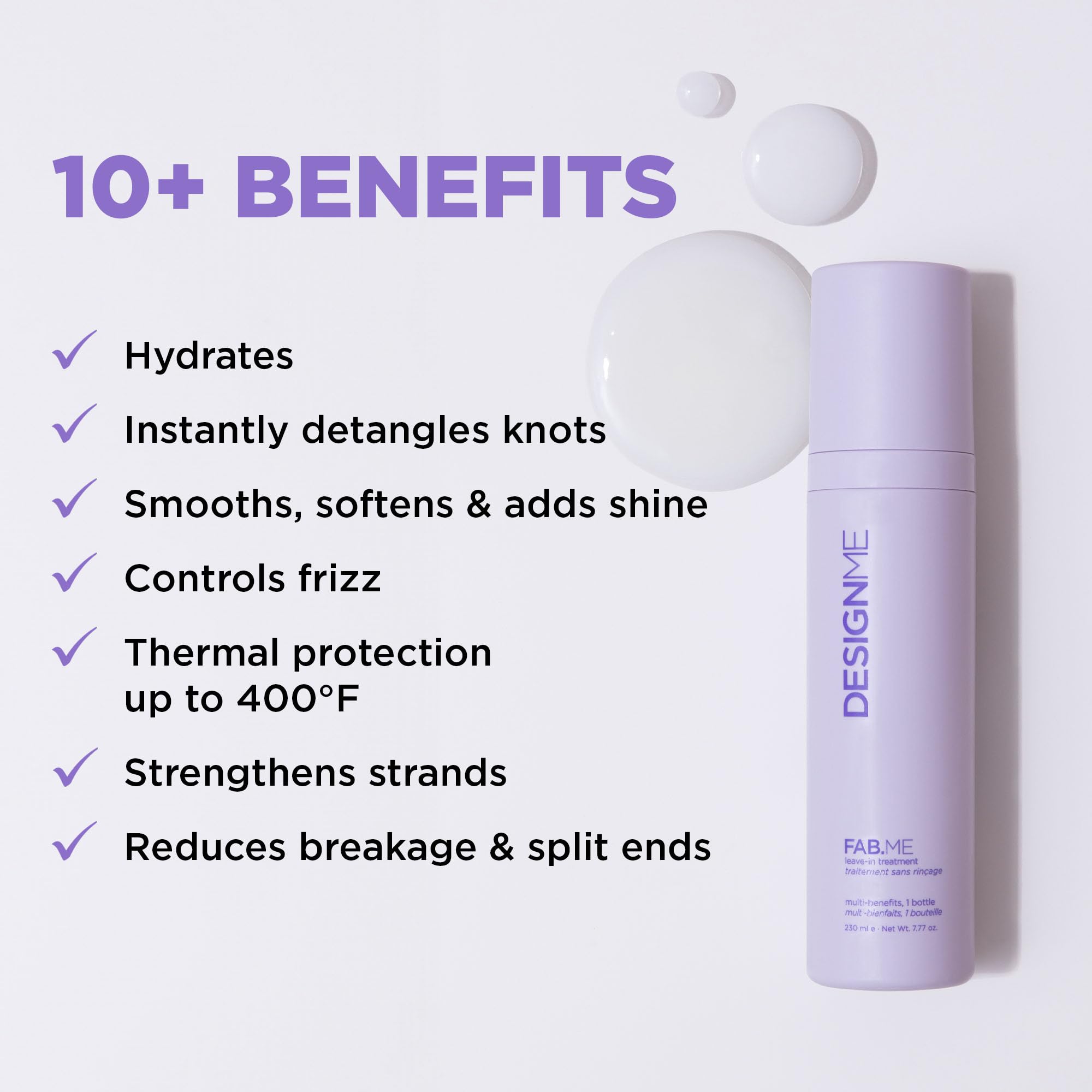 FAB.ME Leave-In Conditioner Spray by Design.Me – Shine, Detangle, Frizz Control, UV & Heat Protection, Color Safe (230 ml)