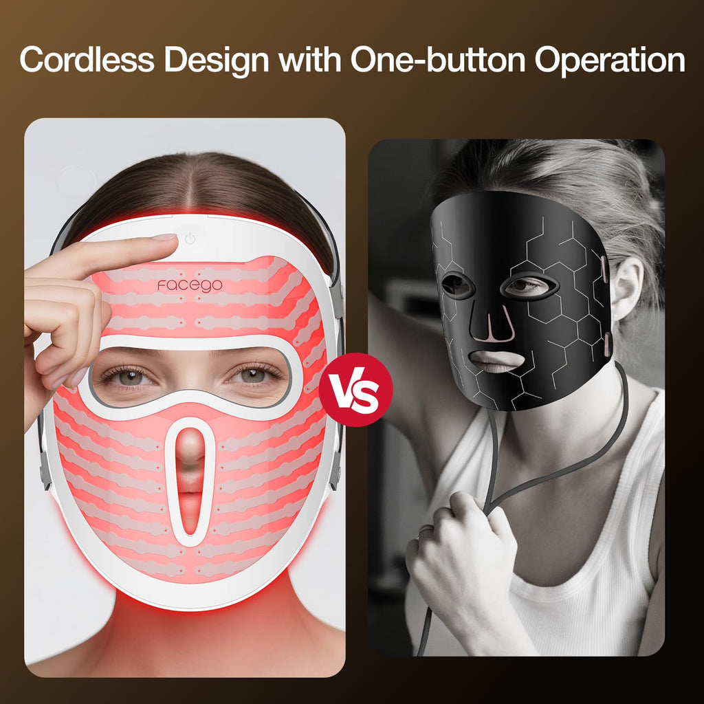Facego Cordless Red Light Mask | 7+1 Wavelengths, Ergonomic, USB-C Rechargeable