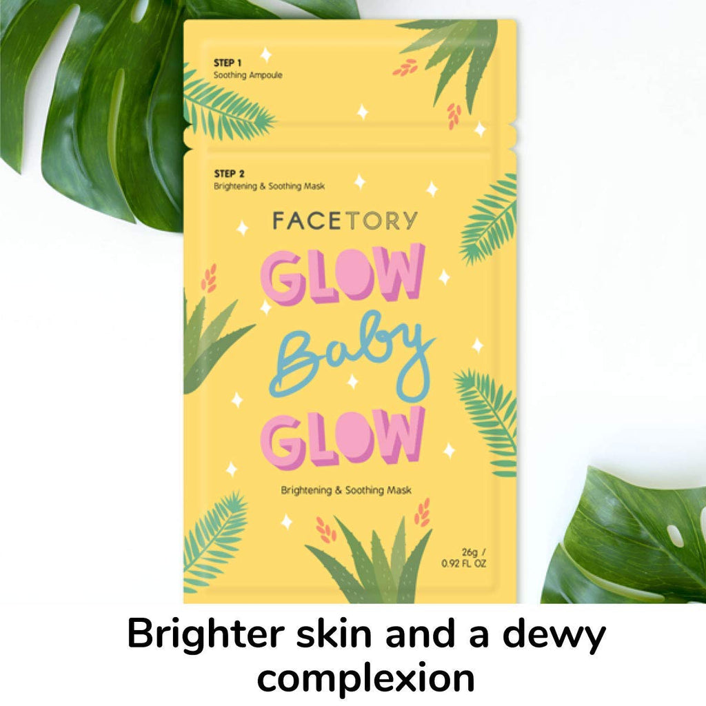 FACETORY Glow Baby Glow 2-Step Sheet Mask with Niacinamide & Aloe | Hydration & Brightening (10 Pack)