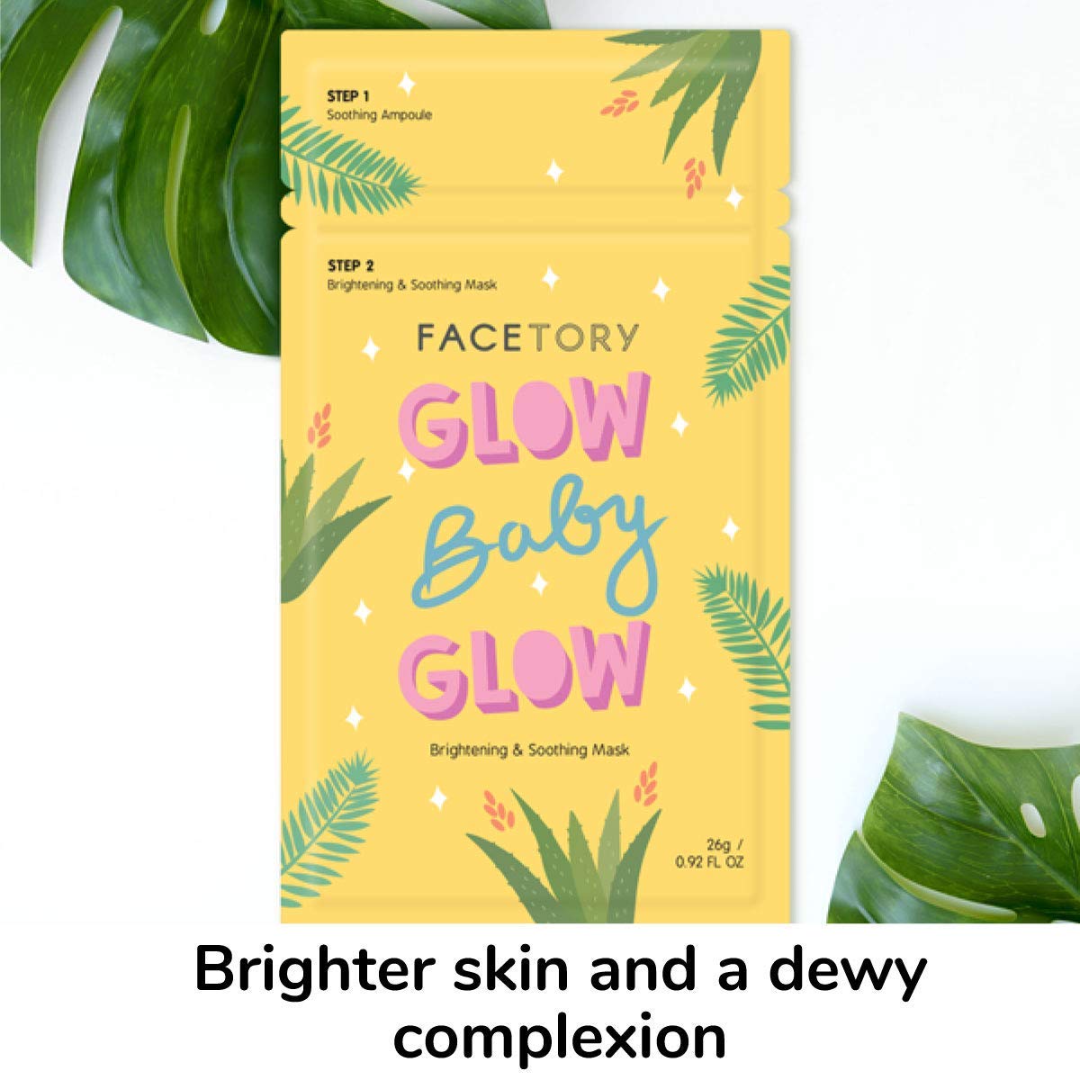 FACETORY Glow Baby Glow 2-Step Sheet Mask with Niacinamide & Aloe | Hydration & Brightening (10 Pack)