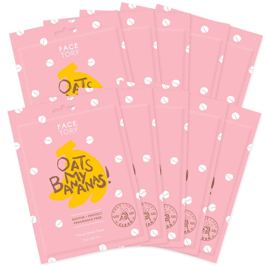 FACETORY Oats My Bananas Calming Sheet Mask | Milky Essence Hydration & Gentle Redness Relief (10 Pack)