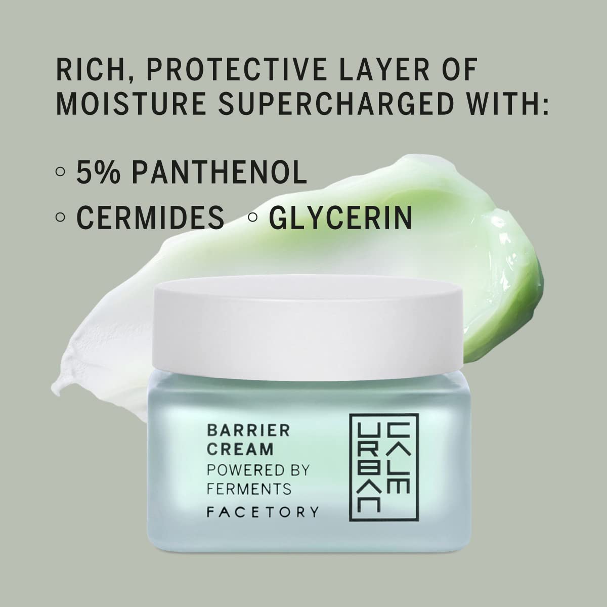 FACETORY Urban Calm Barrier Cream — Hydrating Face Moisturizer with Hyaluronic Acid & Fermented Honeybush