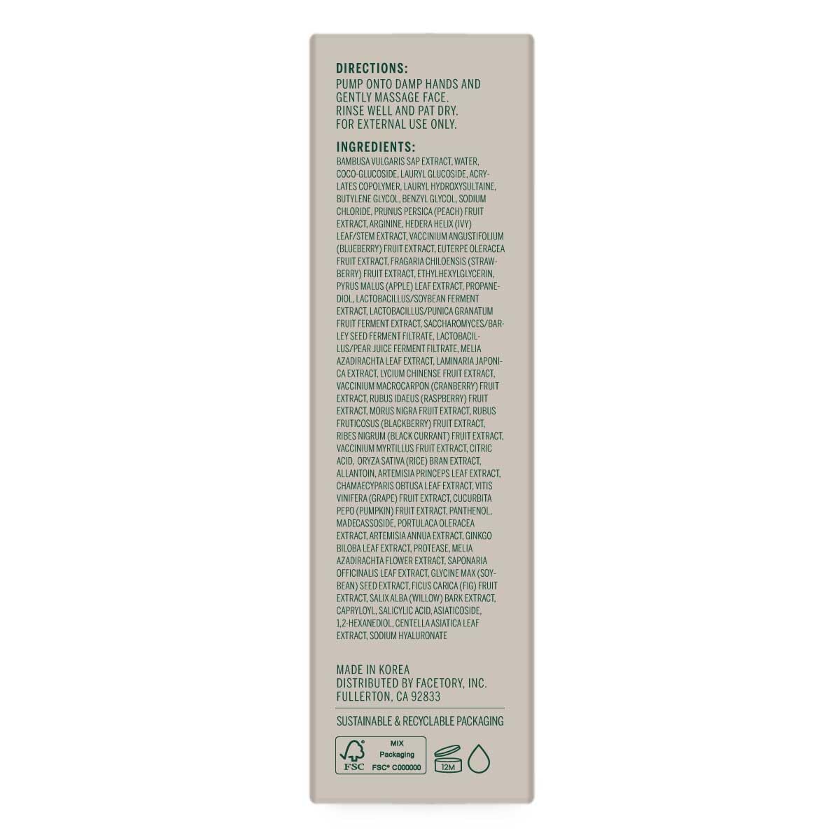 FACETORY Urban Calm Hydrating Face Wash – Gentle Gel Cleanser with Fermented Pear & LHA