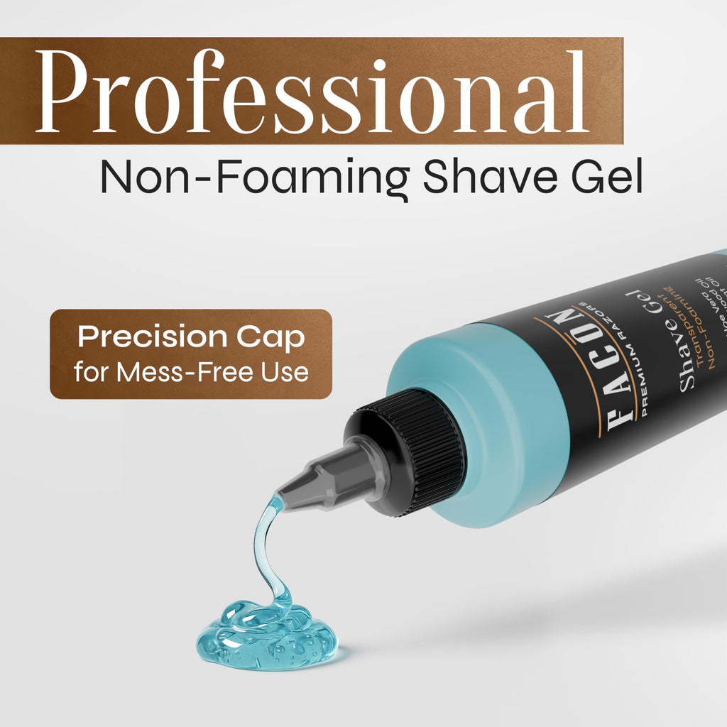 Facón Transparent Shaving Gel for Men with Aloe Vera and Menthol – Clear Non-Foaming Shave Gel, 10 fl oz