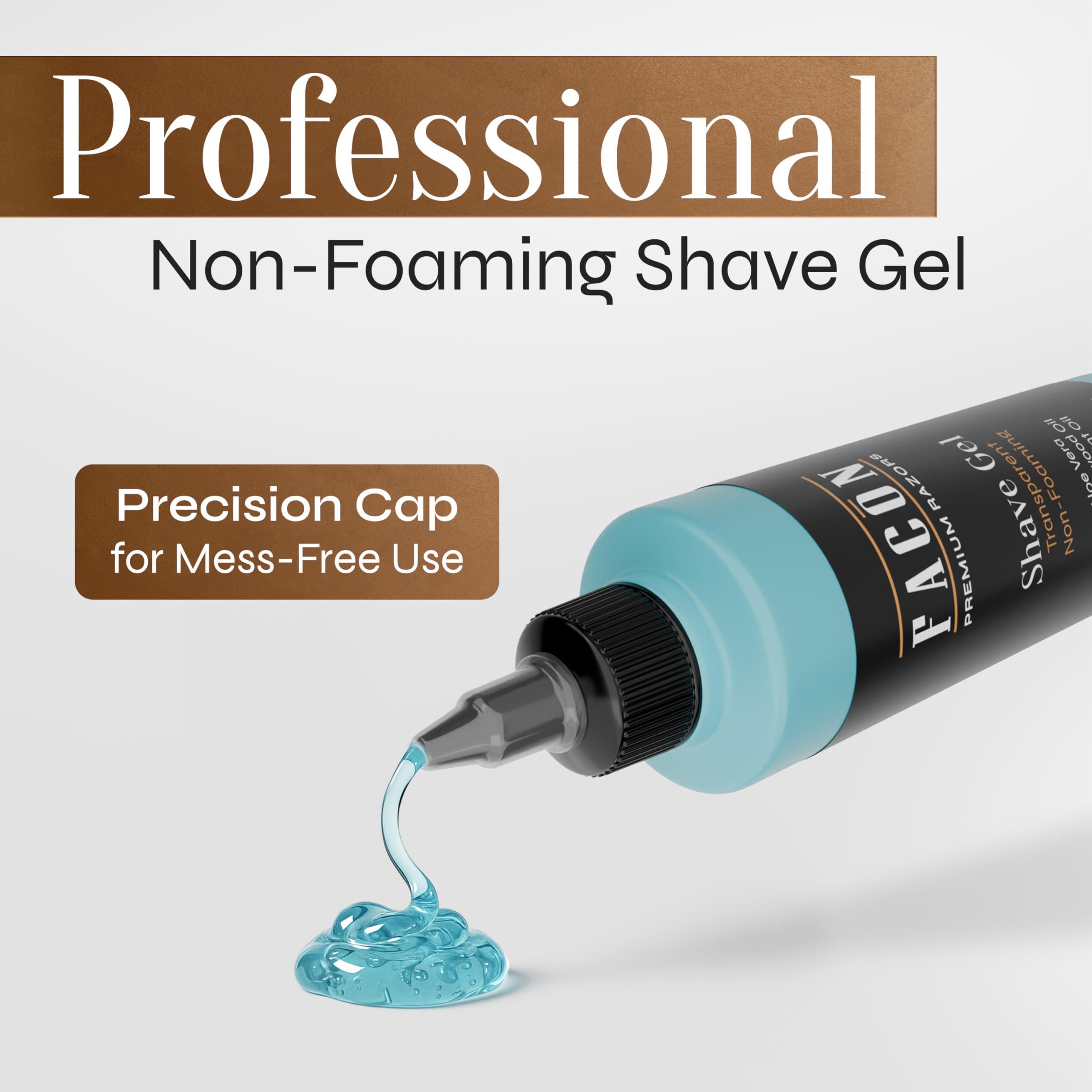 Facón Transparent Shaving Gel for Men with Aloe Vera and Menthol – Clear Non-Foaming Shave Gel, 10 fl oz