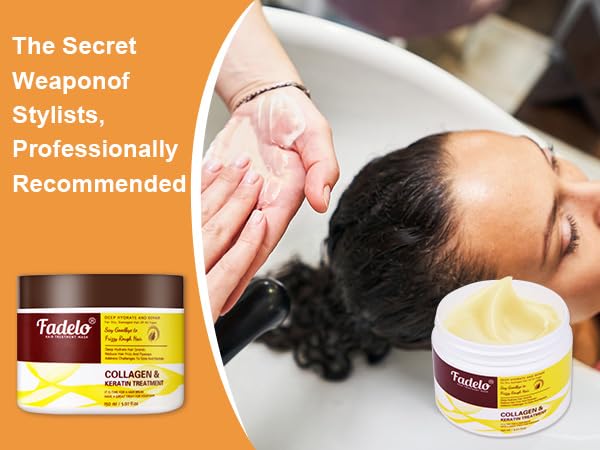 Fadelo Collagen+Keratin Hair Mask – Deep Repair with Argan Oil & Vitamin E | Hydrating 150 ml