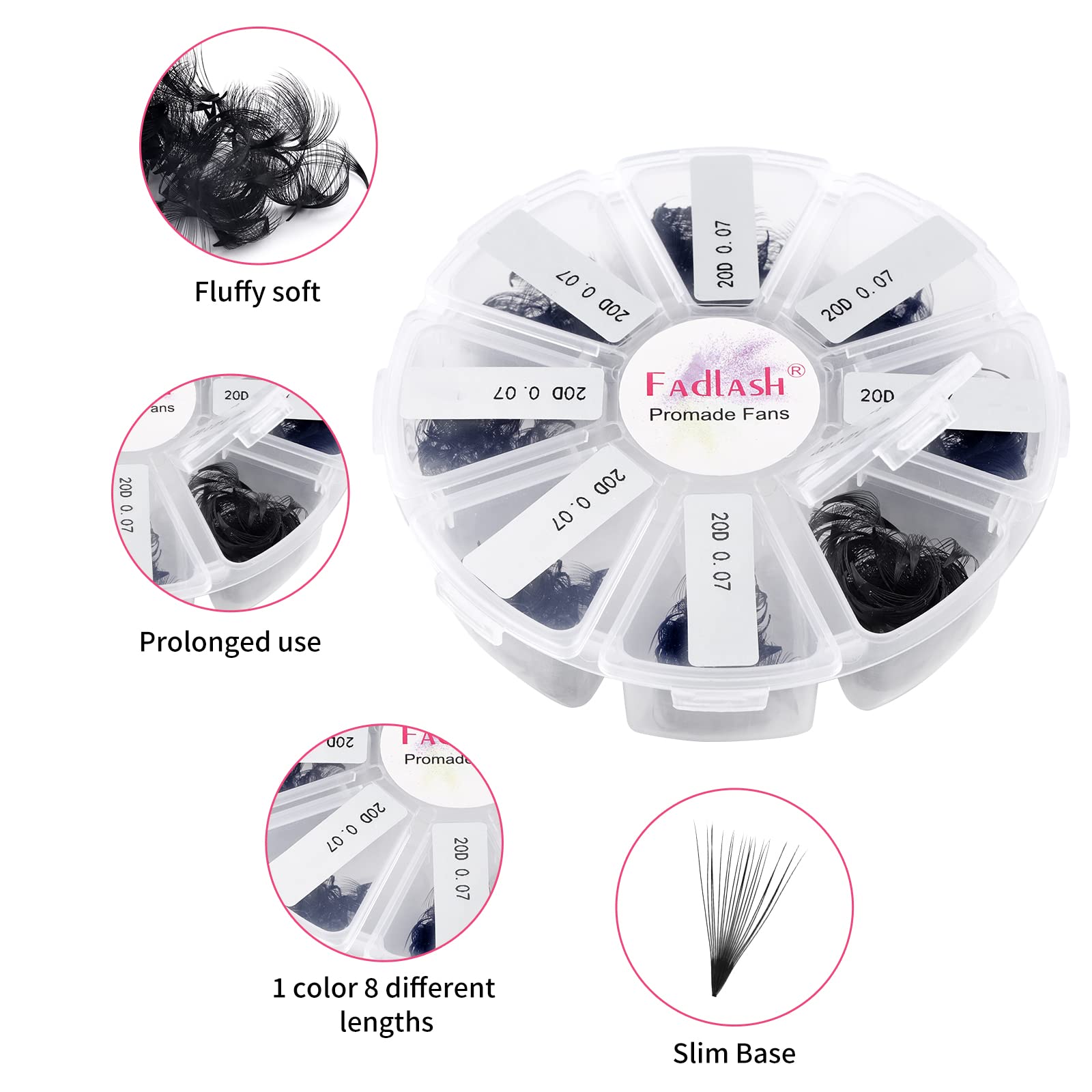 FADLASH 1000 Mixed Premade Fans – 20D D-Curl Lash Extensions (15–20mm)