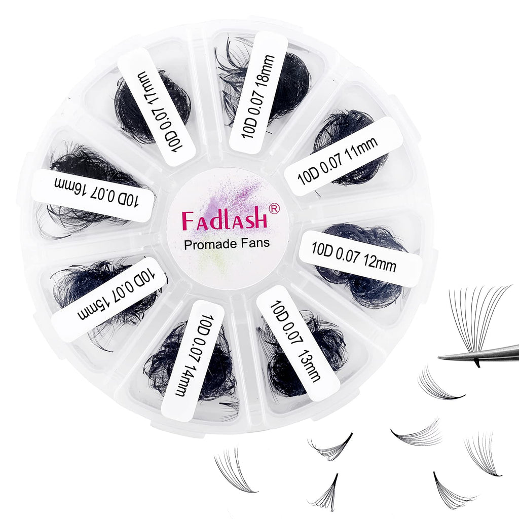 FADLASH Premade Lash Fans Tray 1000 – D Curl 10D-0.07D, 11-18mm
