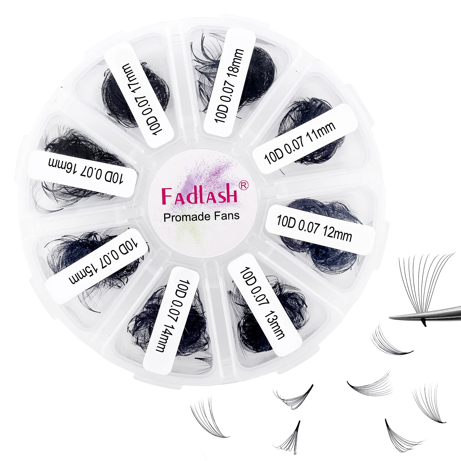 FADLASH Premade Lash Fans Tray 1000 – D Curl 10D-0.07D, 11-18mm