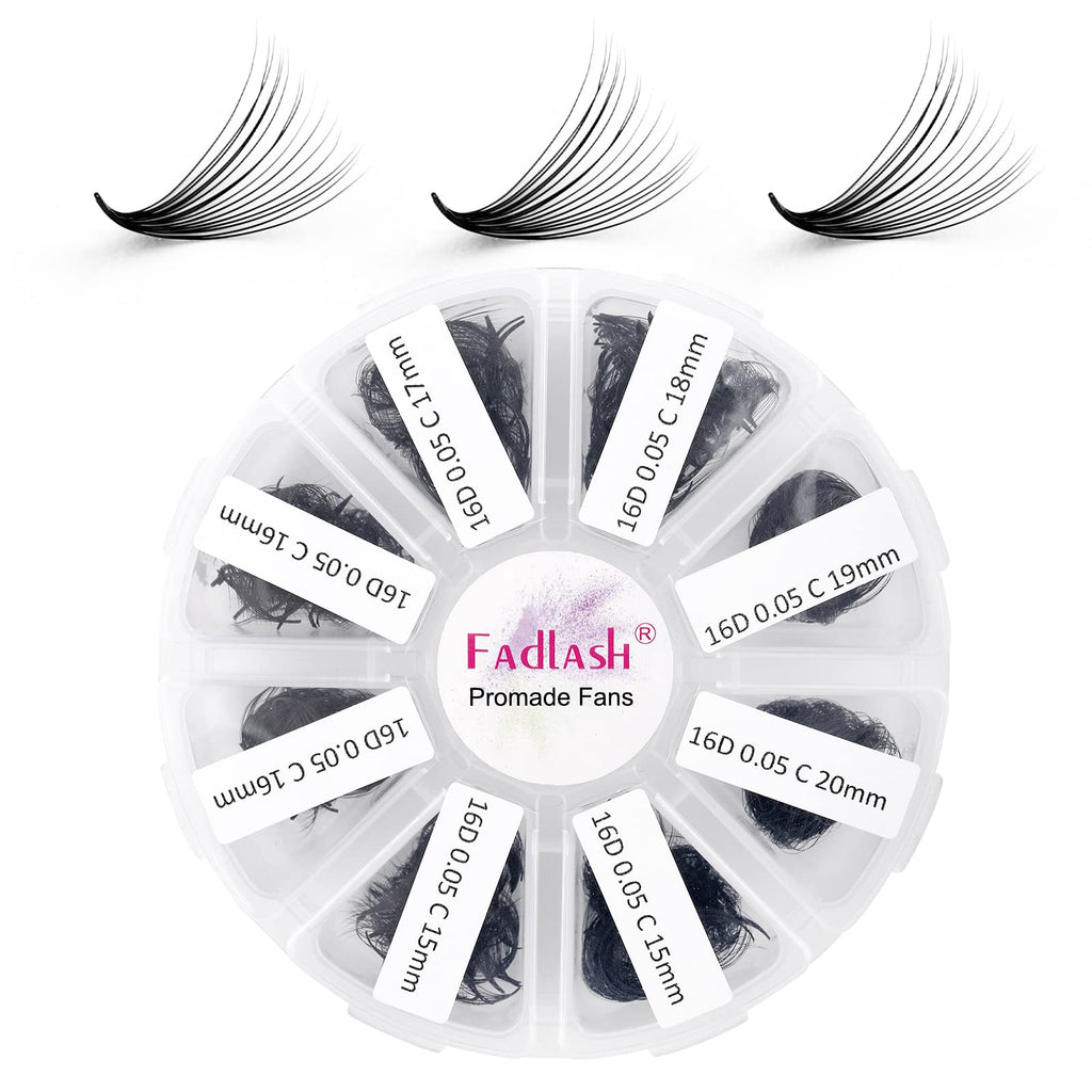 FADLASH 1000pcs Premade Lash Fans – 16D-0.05D, 15-20mm